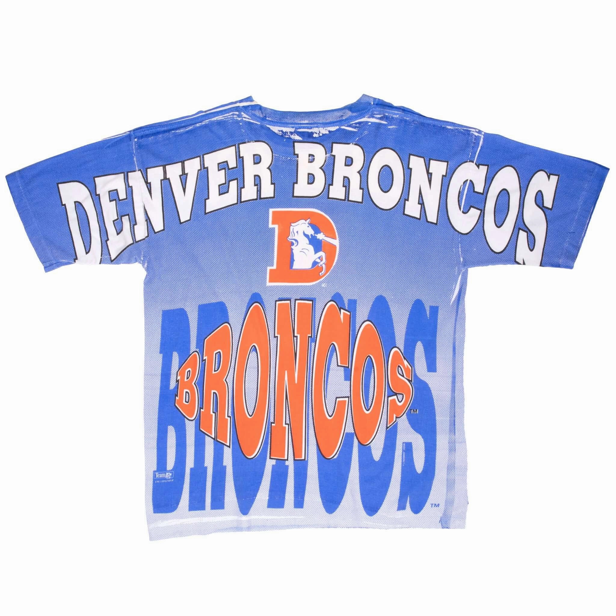 VINTAGE NFL DENVER BRONCOS ALL OVER PRINT 1994 TEE SHIRT XL