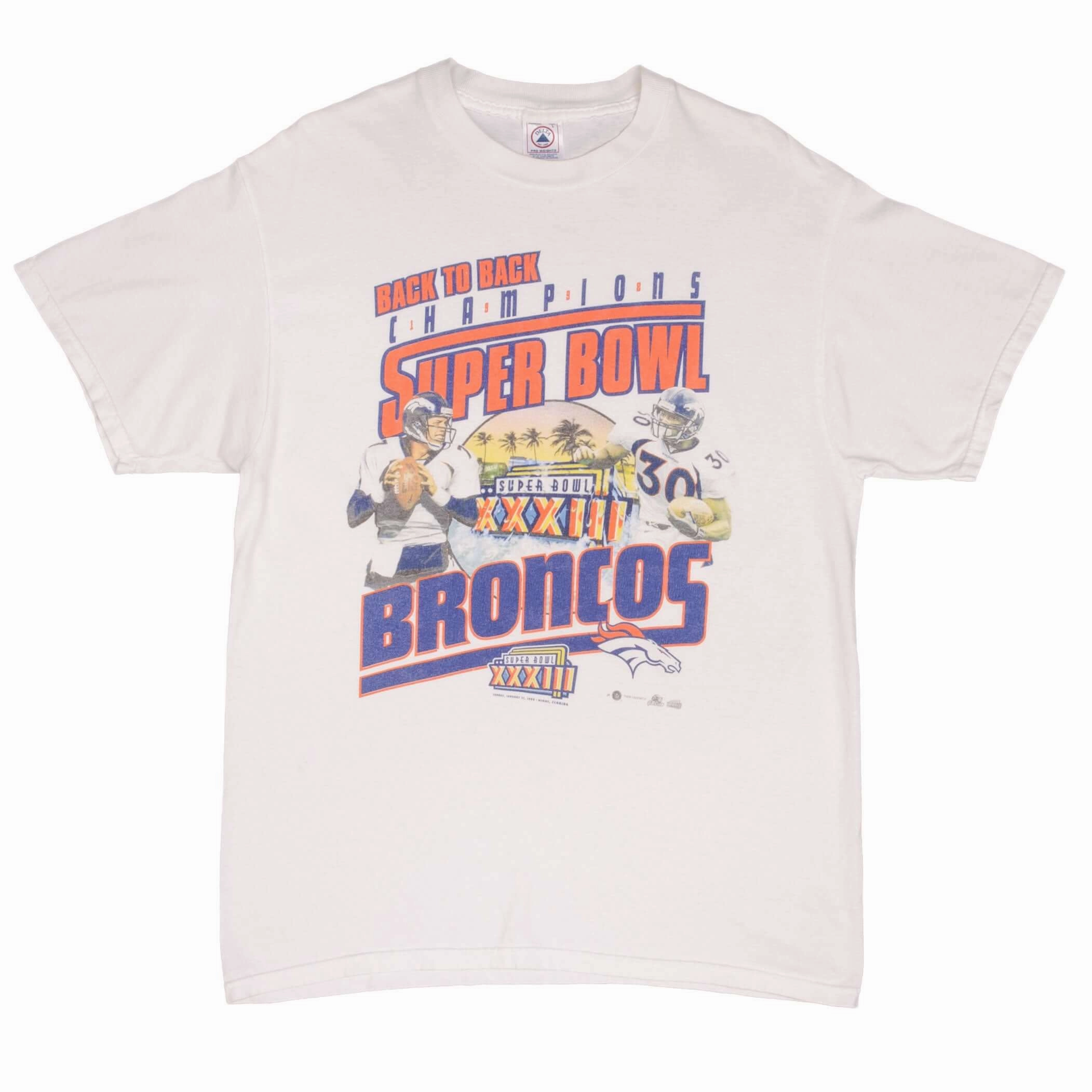 VINTAGE NFL DENVER BRONCOS SUPER BOWL CHAMPIONS XXXII 1999 TEE SHIRT SIZE LARGE