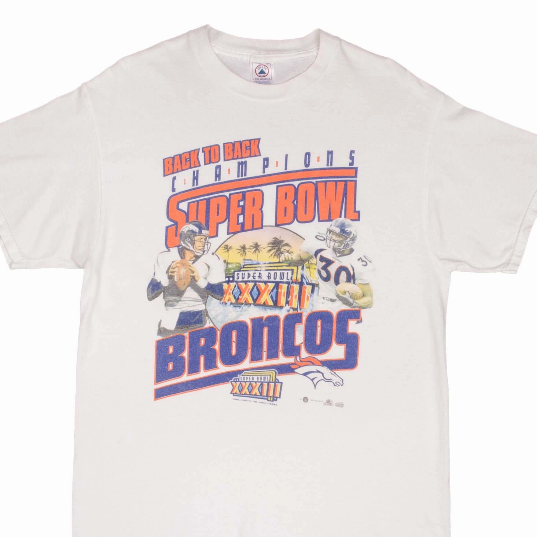VINTAGE NFL DENVER BRONCOS SUPER BOWL CHAMPIONS XXXII 1999 TEE SHIRT SIZE LARGE