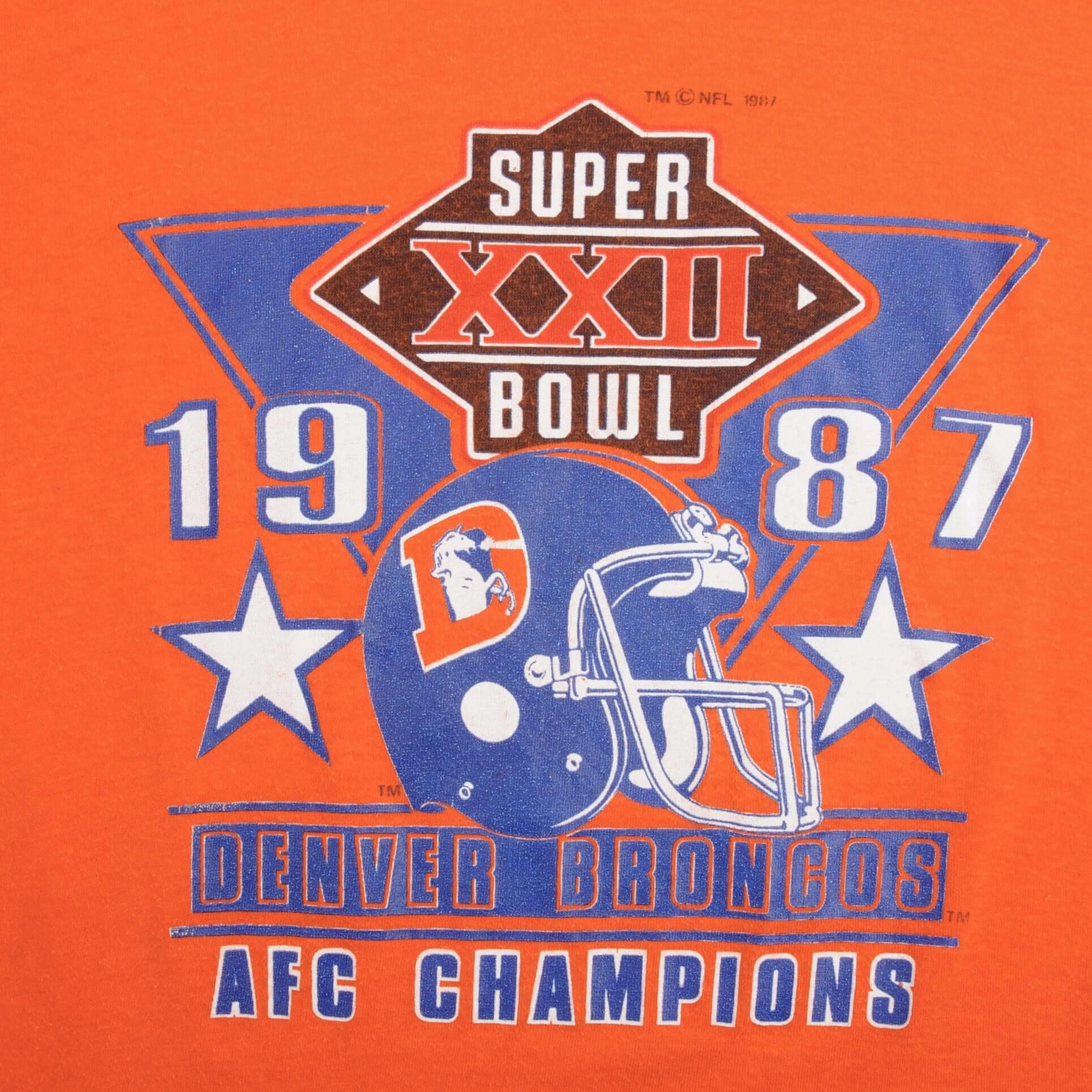 VINTAGE NFL DENVER BRONCOS SUPER BOWL XXII TEE SHIRT 1987 SIZE SMALL MADE IN USA