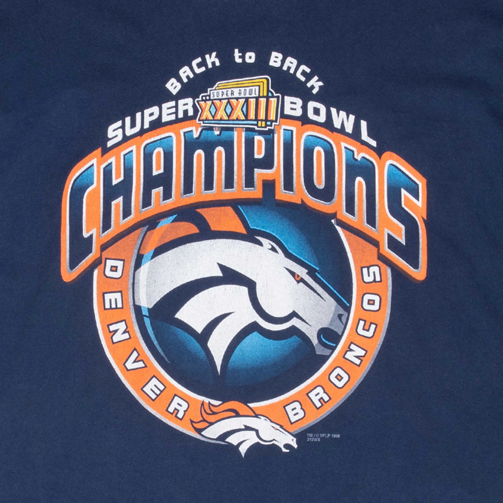 VINTAGE NFL DENVER BRONCOS SUPER BOWL XXXIII CHAMPIONS 1998 TEE SHIRT 2XL