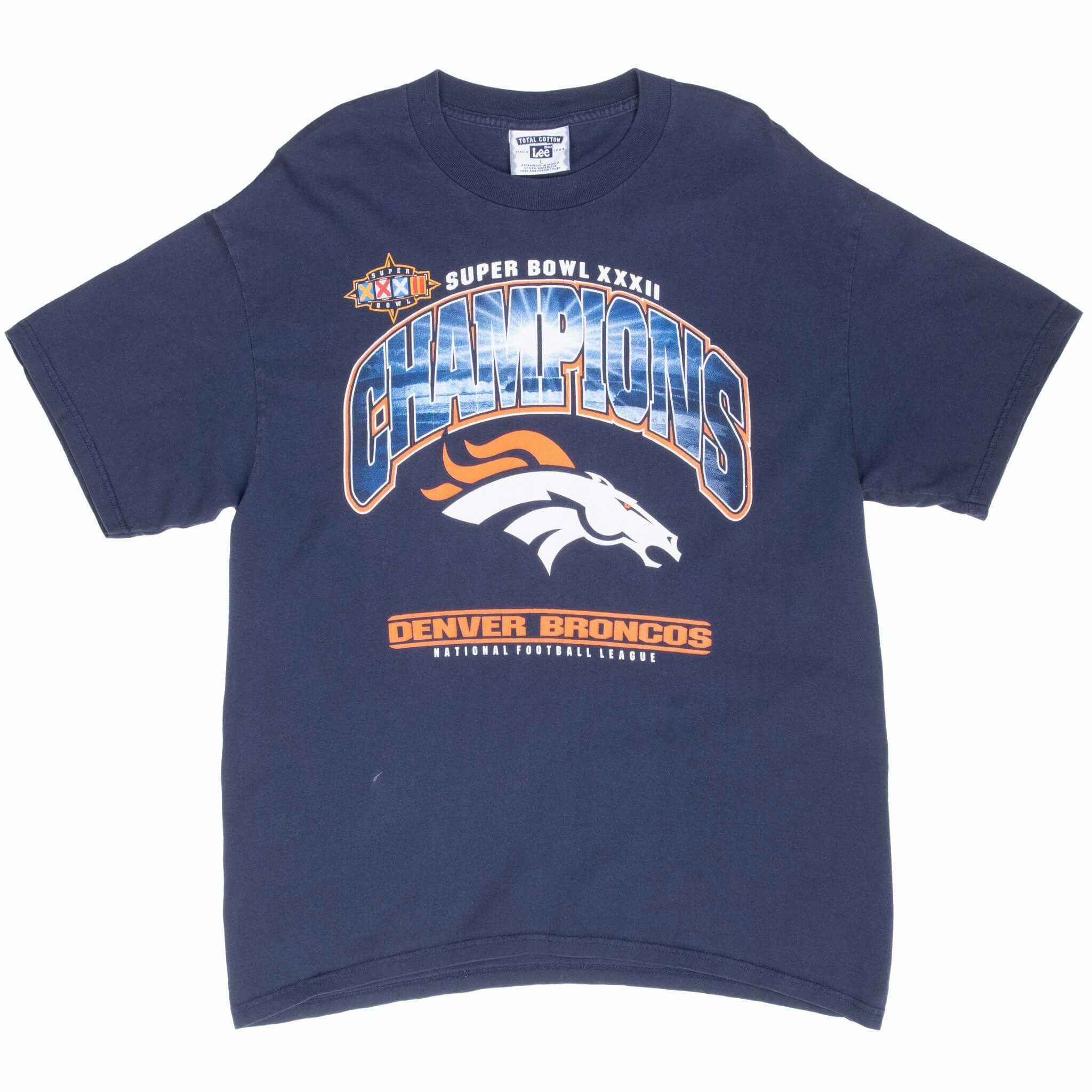 VINTAGE NFL DENVER BRONCOS SUPERBOWL XXXII CHAMPS 1998 TEE SHIRT LARGE MADE USA
