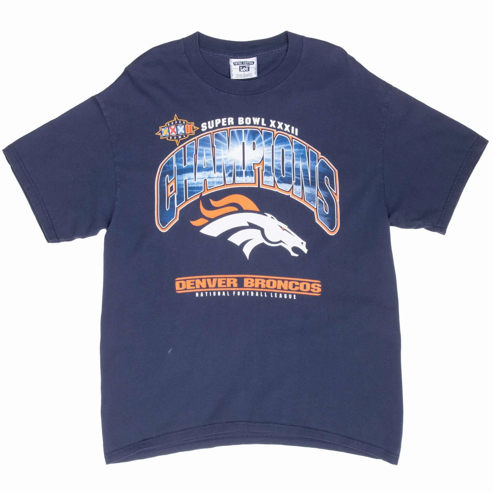 VINTAGE NFL DENVER BRONCOS SUPERBOWL XXXII CHAMPS 1998 TEE SHIRT LARGE MADE USA