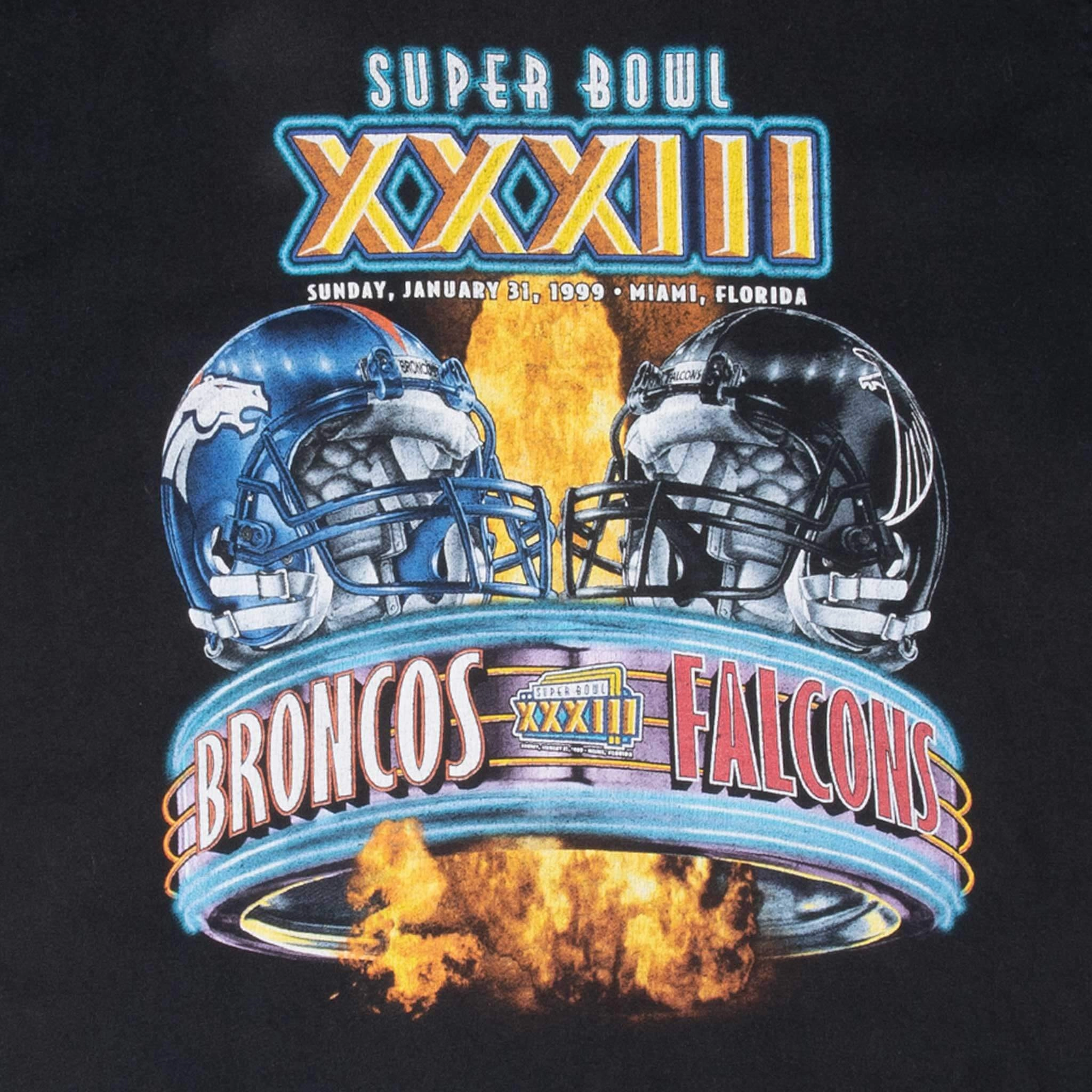 VINTAGE NFL FALCONS VS BRONCOS SUPERBOWL XXXIII 1999 TEE SHIRT MEDIUM