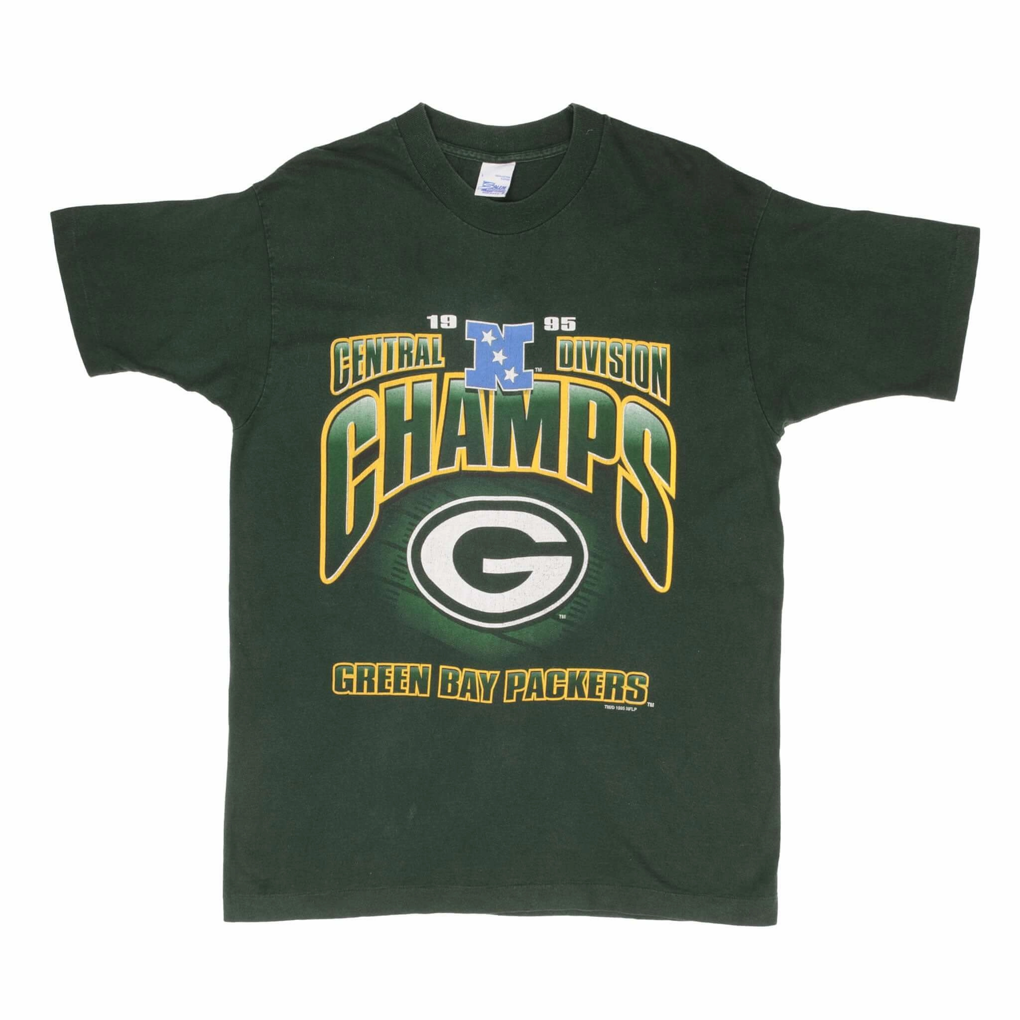 VINTAGE NFL GREEN BAY PACKERS CENTRAL DIV CHAMPS 1995 TEE SHIRT LARGE MADE USA