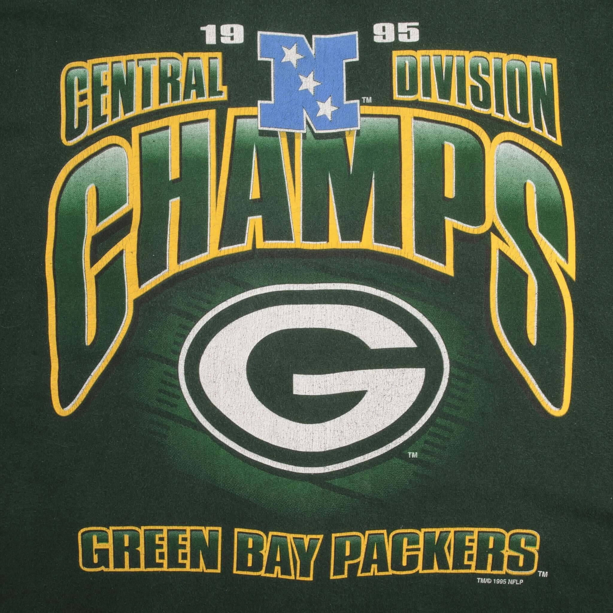 VINTAGE NFL GREEN BAY PACKERS CENTRAL DIV CHAMPS 1995 TEE SHIRT LARGE MADE USA