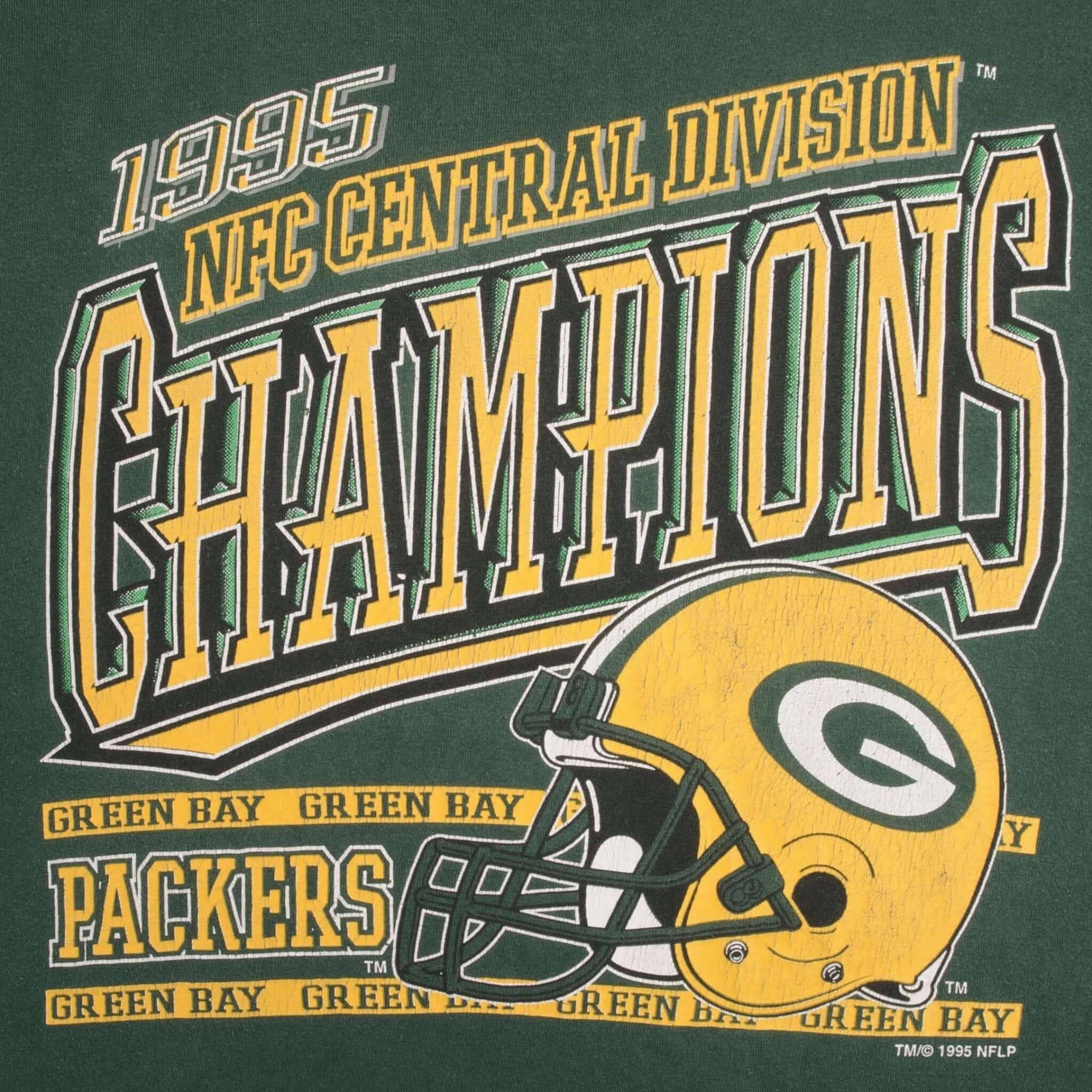 VINTAGE NFL GREEN BAY PACKERS NFC CHAMPIONS 1995 TEE SHIRT XL MADE IN USA