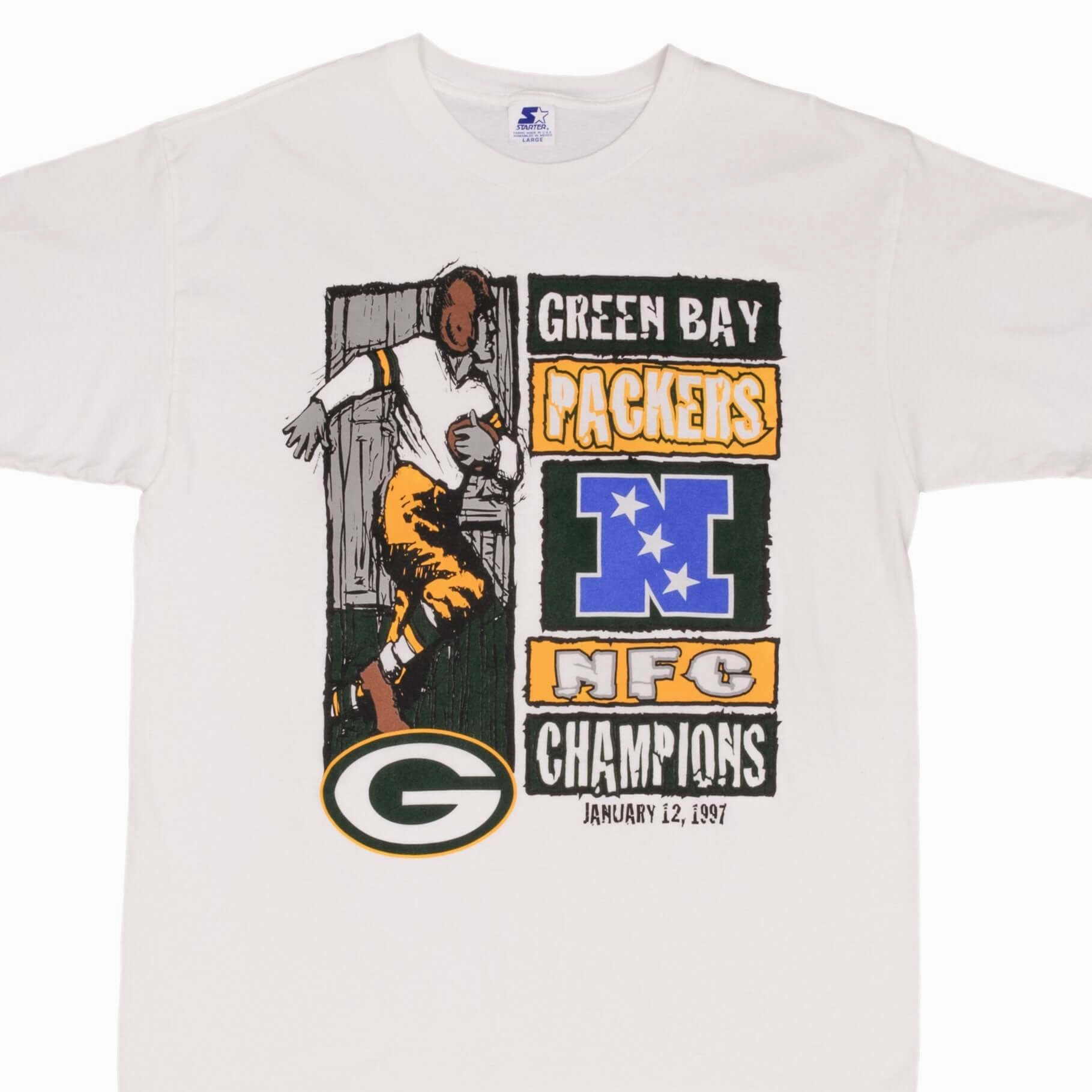 VINTAGE NFL GREEN BAY PACKERS NFC CHAMPIONS 1997 STARTER TEE SHIRT LARGE
