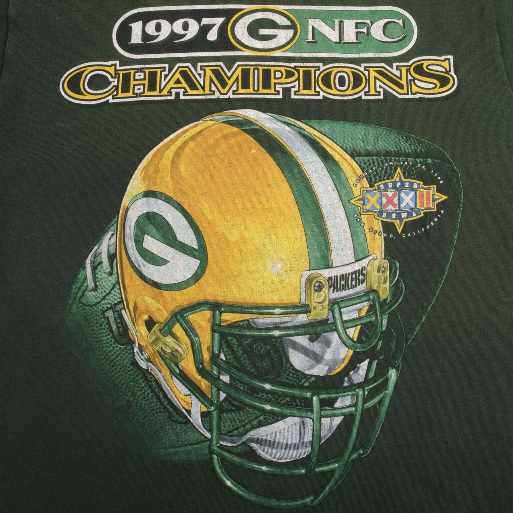 VINTAGE NFL GREEN BAY PACKERS NFC CHAMPIONS 1997 TEE SHIRT SIZE MEDIUM MADE USA
