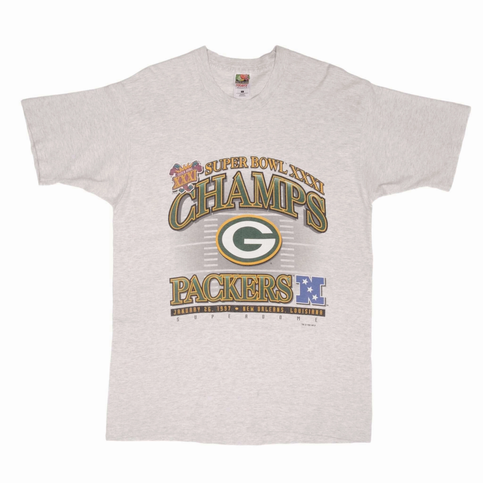 VINTAGE NFL GREEN BAY PACKERS SUPER BOWL CHAMPIONS 1997 TEE SHIRT LARGE MADE USA