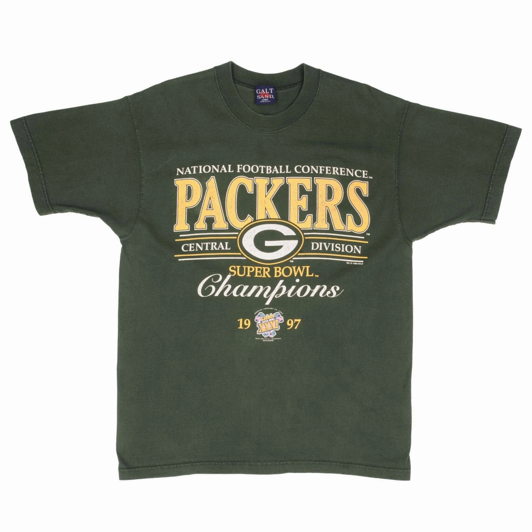 VINTAGE NFL GREEN BAY PACKERS SUPER BOWL CHAMPIONS 1997 TEE SHIRT LARGE MADE USA