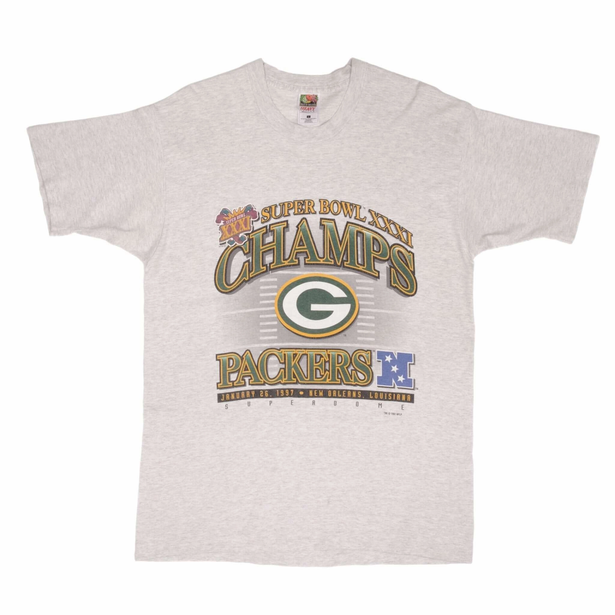 VINTAGE NFL GREEN BAY PACKERS SUPER BOWL CHAMPIONS 1997 TEE SHIRT LARGE MADE USA