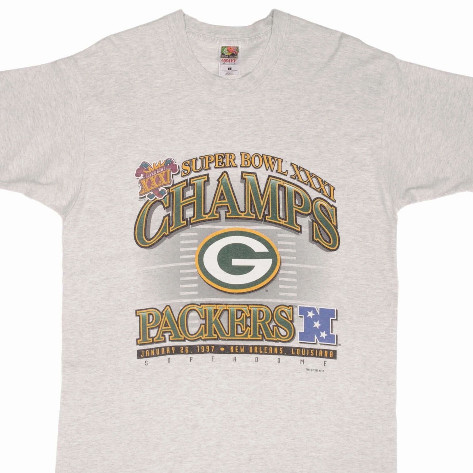 VINTAGE NFL GREEN BAY PACKERS SUPER BOWL CHAMPIONS 1997 TEE SHIRT LARGE MADE USA