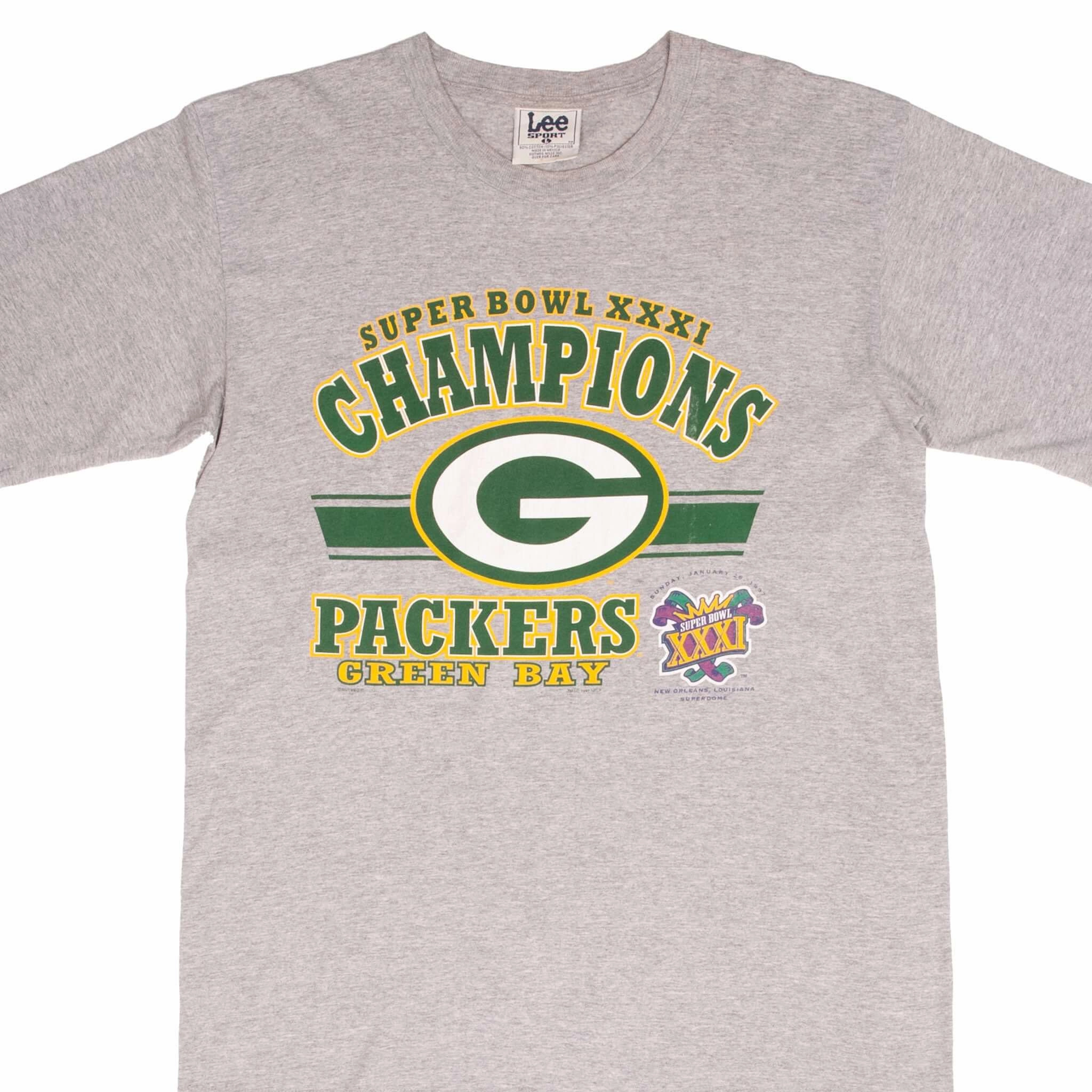 VINTAGE NFL GREEN BAY PACKERS SUPER BOWL CHAMPIONS XXXI 1997 TEE SHIRT SZE LARGE