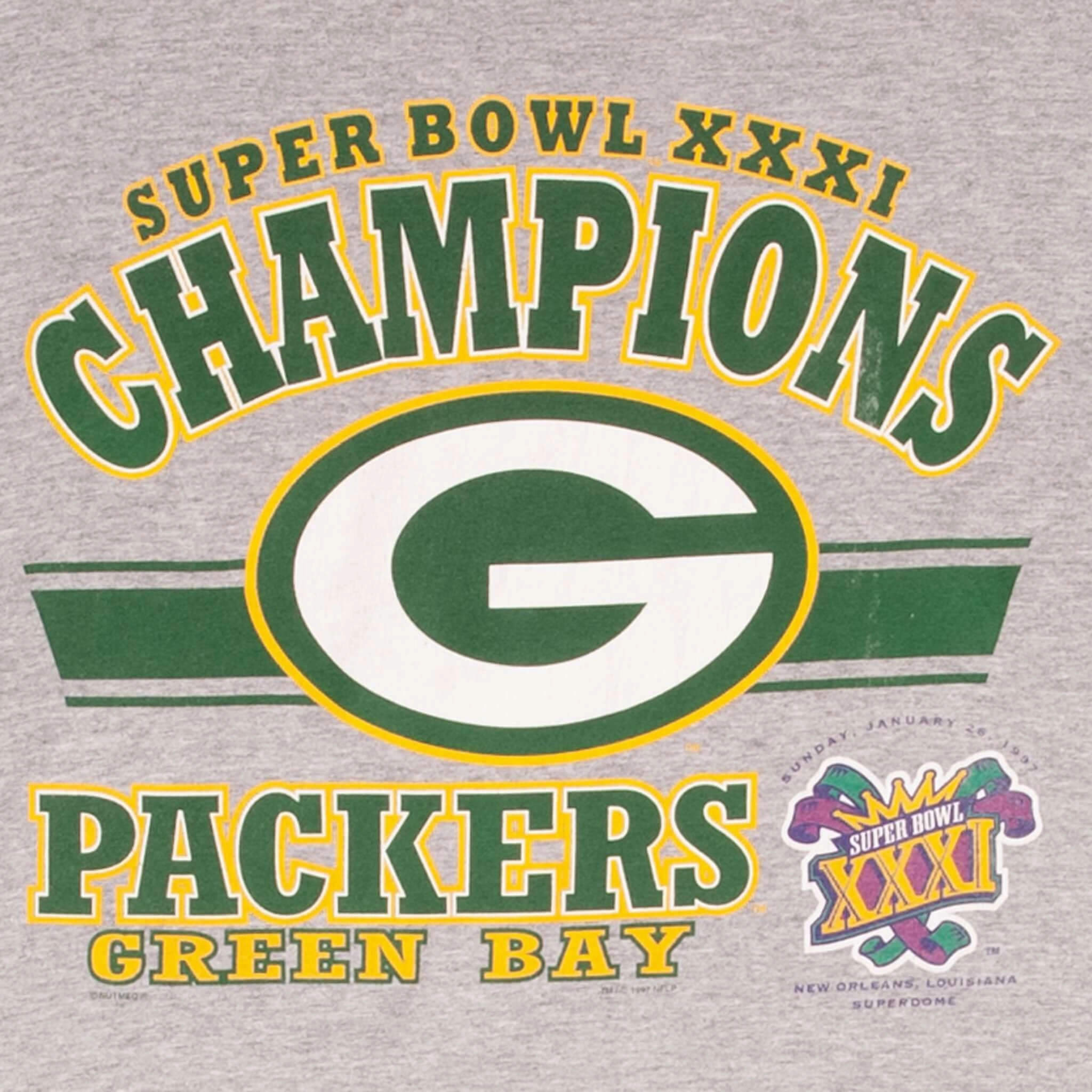 VINTAGE NFL GREEN BAY PACKERS SUPER BOWL CHAMPIONS XXXI 1997 TEE SHIRT SZE LARGE