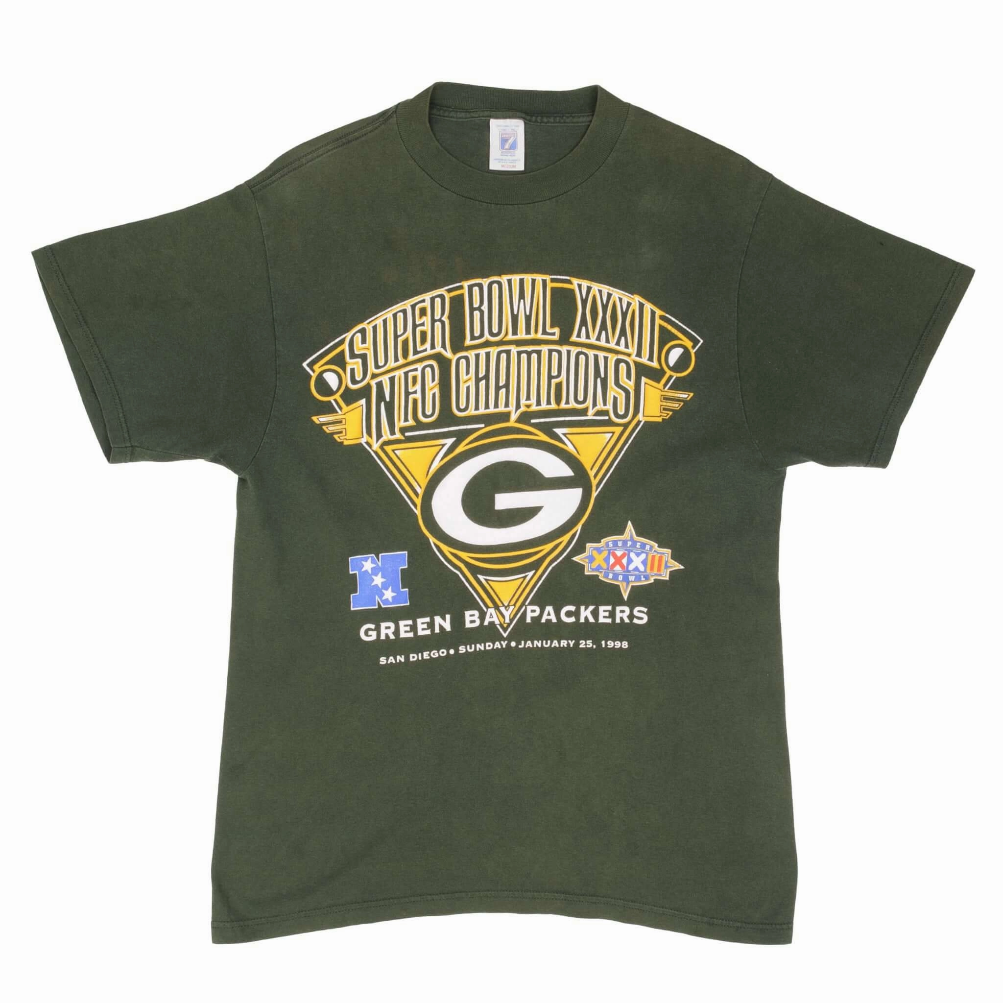 VINTAGE NFL GREEN BAY PACKERS SUPER BOWL XXXII 1998 TEE SHIRT SIZE MEDIUM