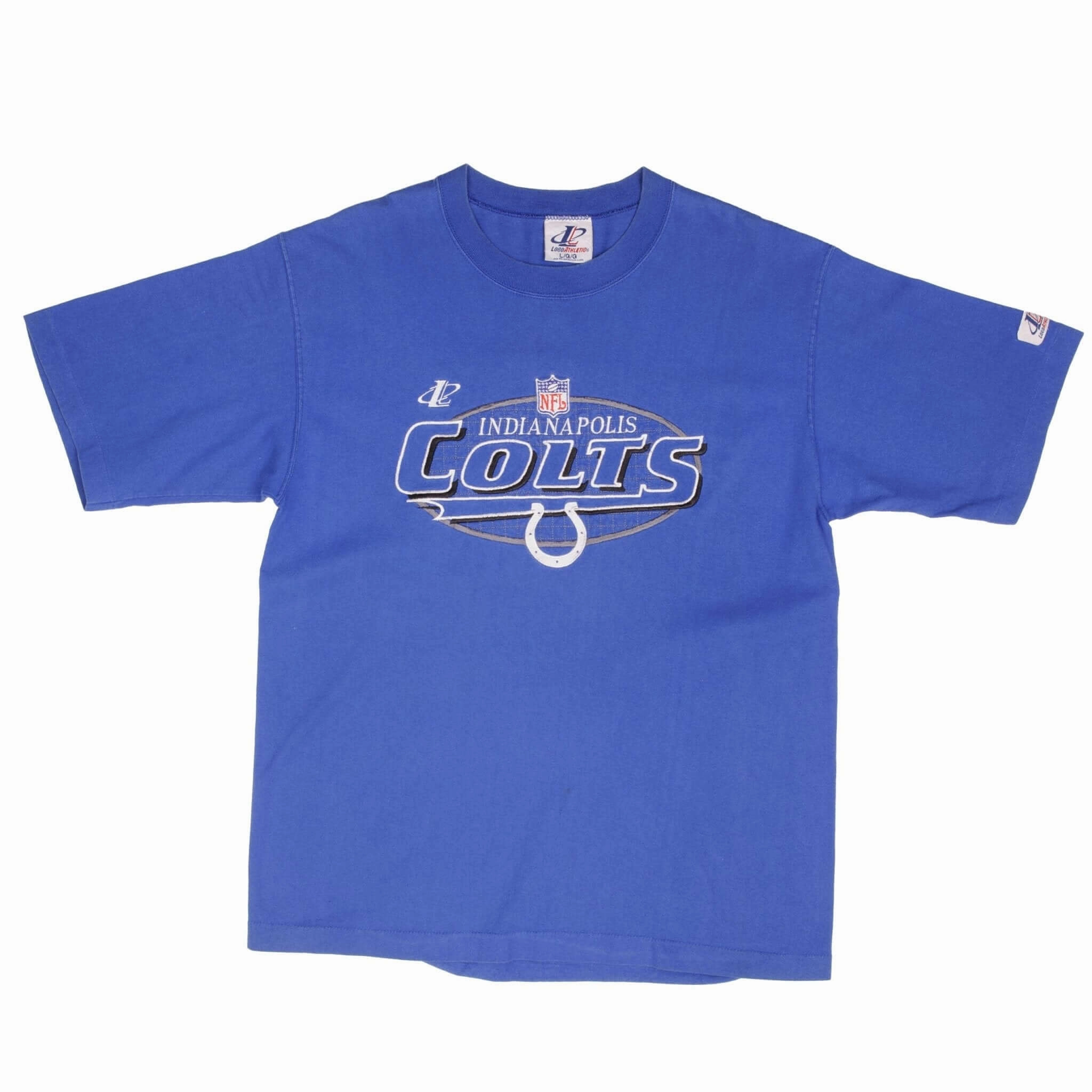 VINTAGE NFL INDIANAPOLIS COTS EMBROIDERED TEE SHIRT 1990S SIZE LARGE MADE IN USA