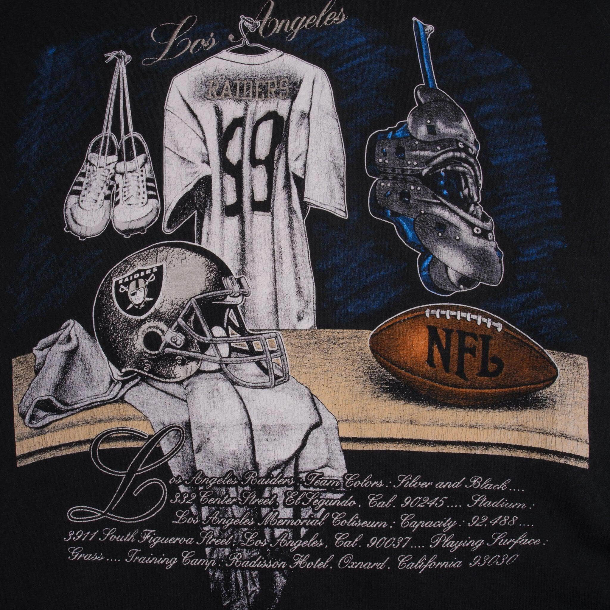 VINTAGE NFL LOS ANGELES RAIDERS TEE SHIRT 1990S MEDIUM MADE USA