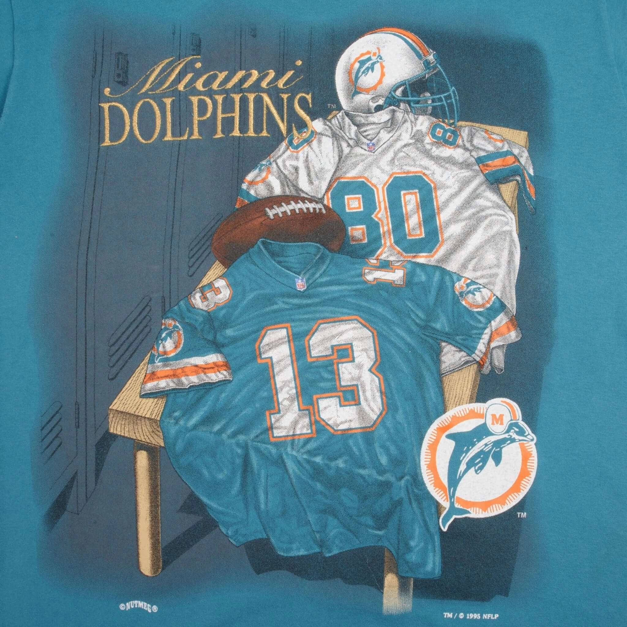 VINTAGE NFL MIAMI DOLPHINS 1995 TEE SHIRT SIZE MEDIUM MADE IN USA
