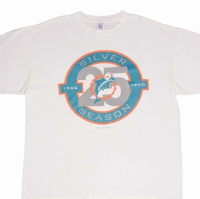 VINTAGE NFL MIAMI DOLPHINS SILVER SEASON 1990 TEE SHIRT SIZE XL MADE IN USA