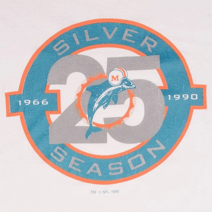 VINTAGE NFL MIAMI DOLPHINS SILVER SEASON 1990 TEE SHIRT SIZE XL MADE IN USA