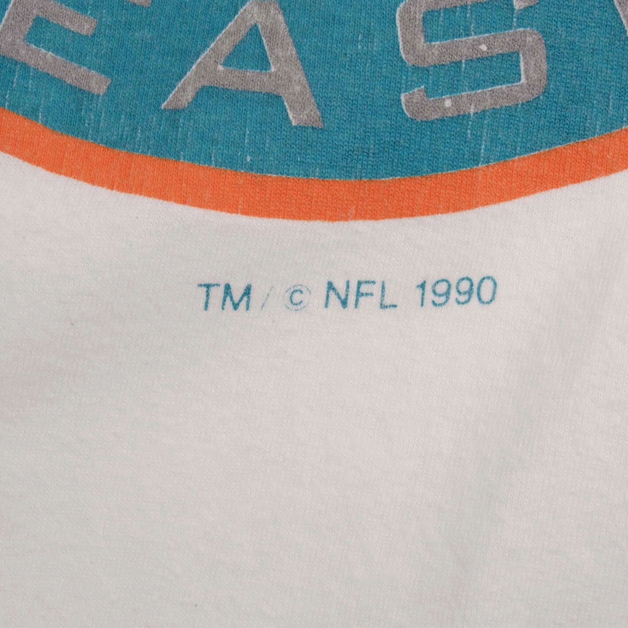 VINTAGE NFL MIAMI DOLPHINS SILVER SEASON 1990 TEE SHIRT SIZE XL MADE IN USA