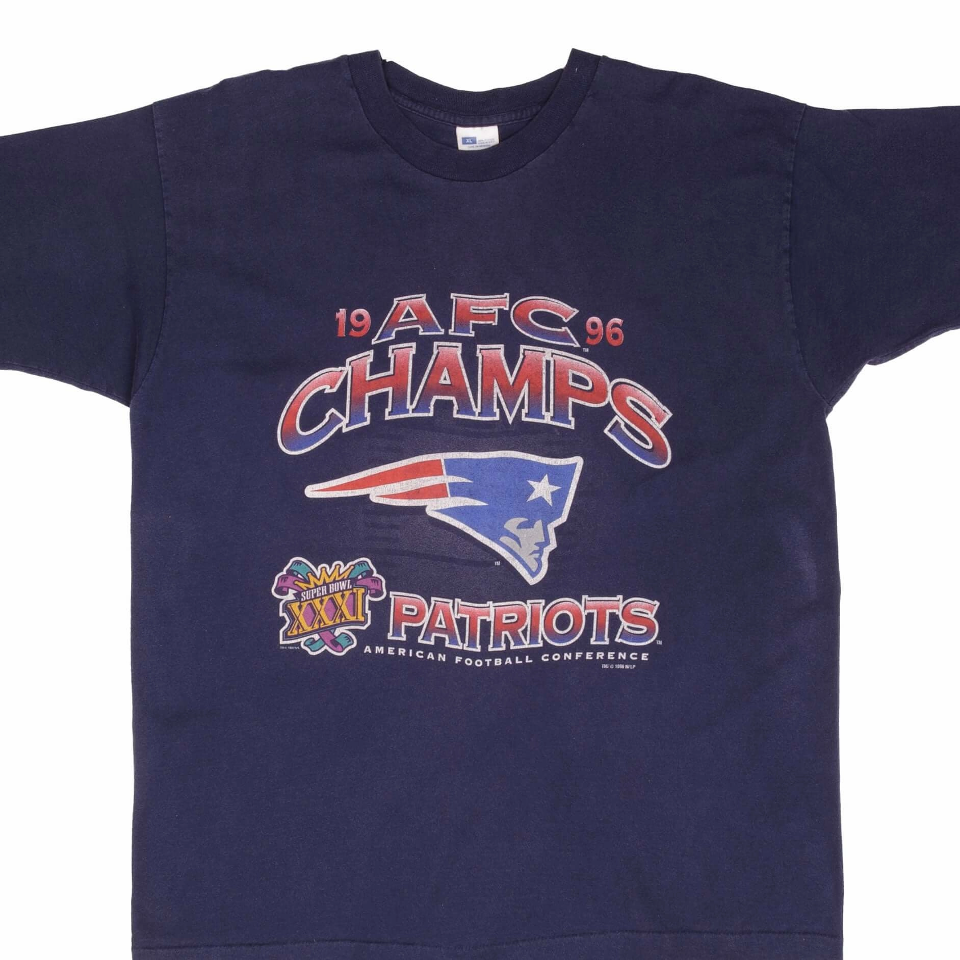 VINTAGE NFL NEW ENGLAND PATRIOTS AFC CHAMPIONS 1996 TEE SHIRT SZE XL MADE IN USA
