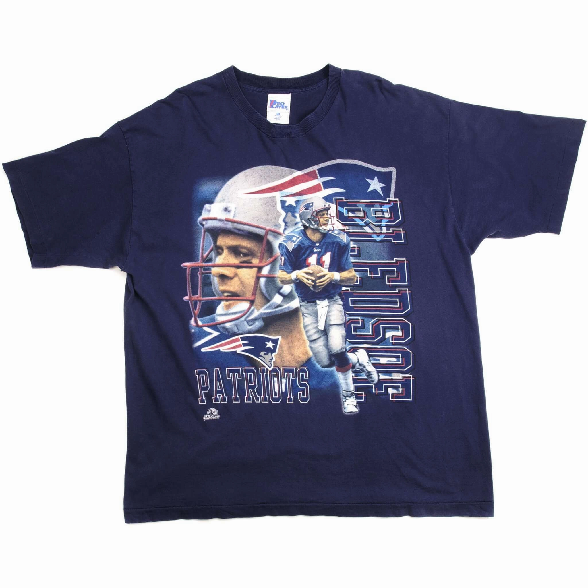 VINTAGE NFL NEW ENGLAND PATRIOTS DREW BLEDSOE TEE SHIRT SIZE 2XL MADE IN USA