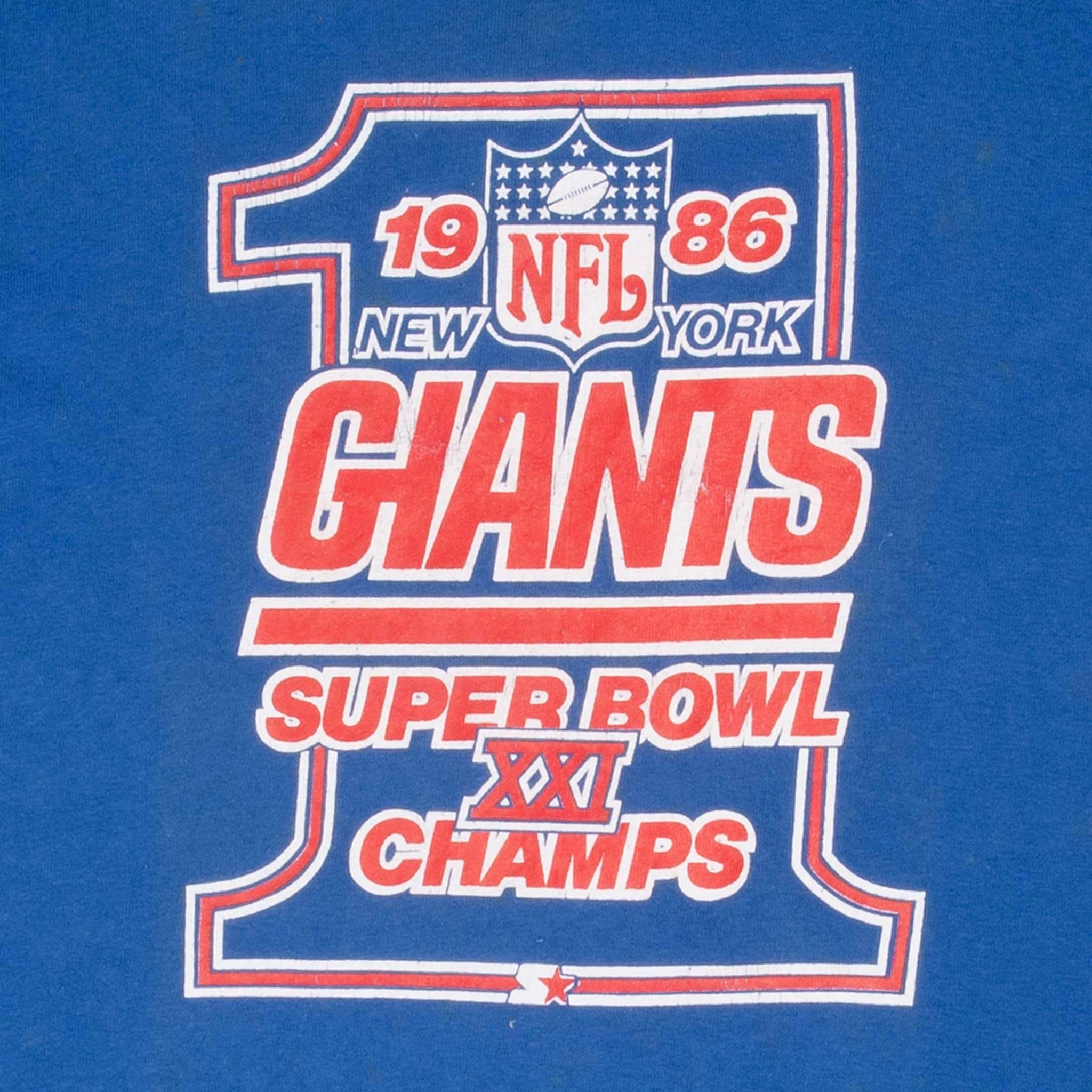 VINTAGE NFL NEW YORK GIANTS SUPER BOWL CHAMPS 1986 TEE SHIRT LARGE MADE USA