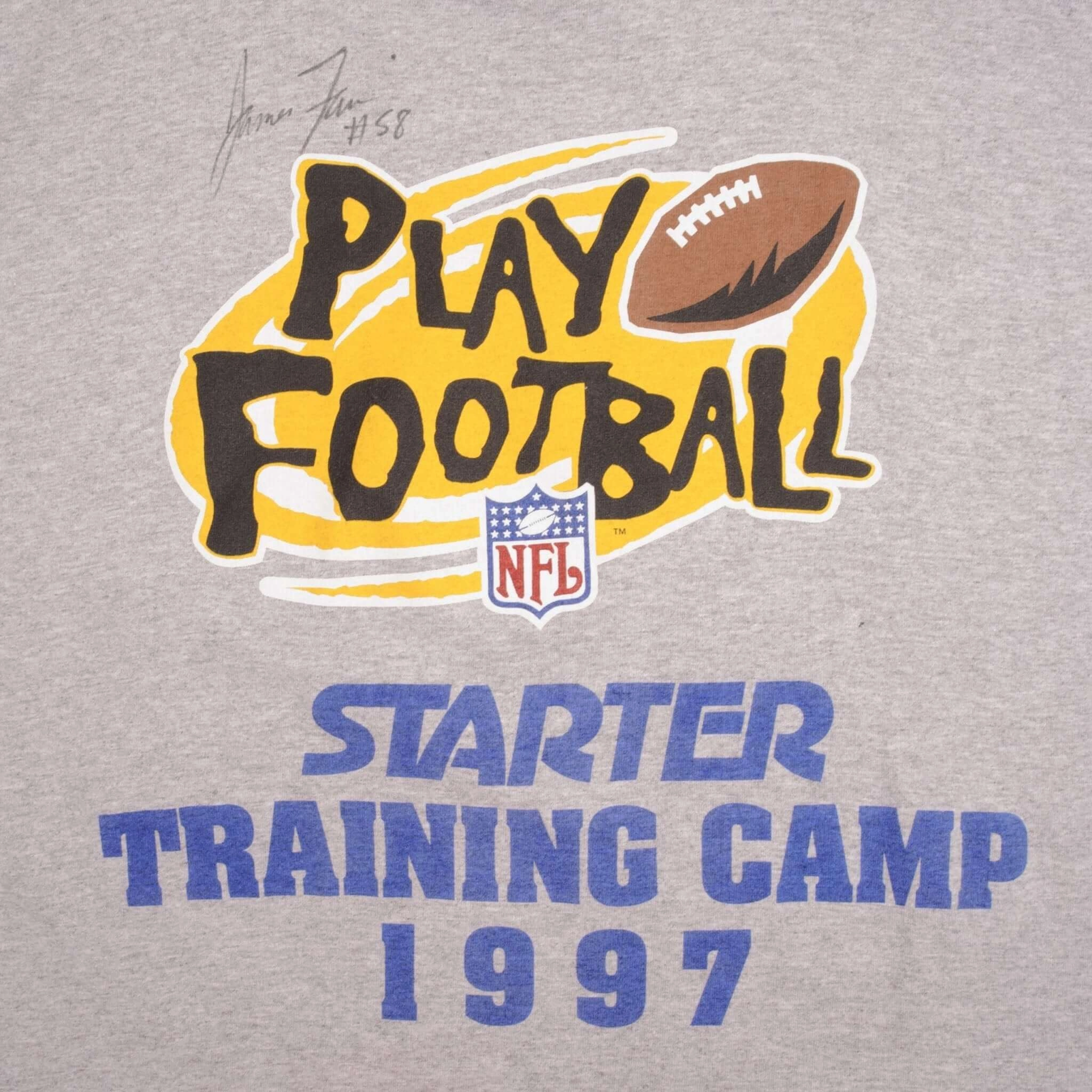 VINTAGE NFL NEW YORK JETS 1997 SIGNED BY JAMES FARRIOR TEE SHIRT MEDIUM MADE USA