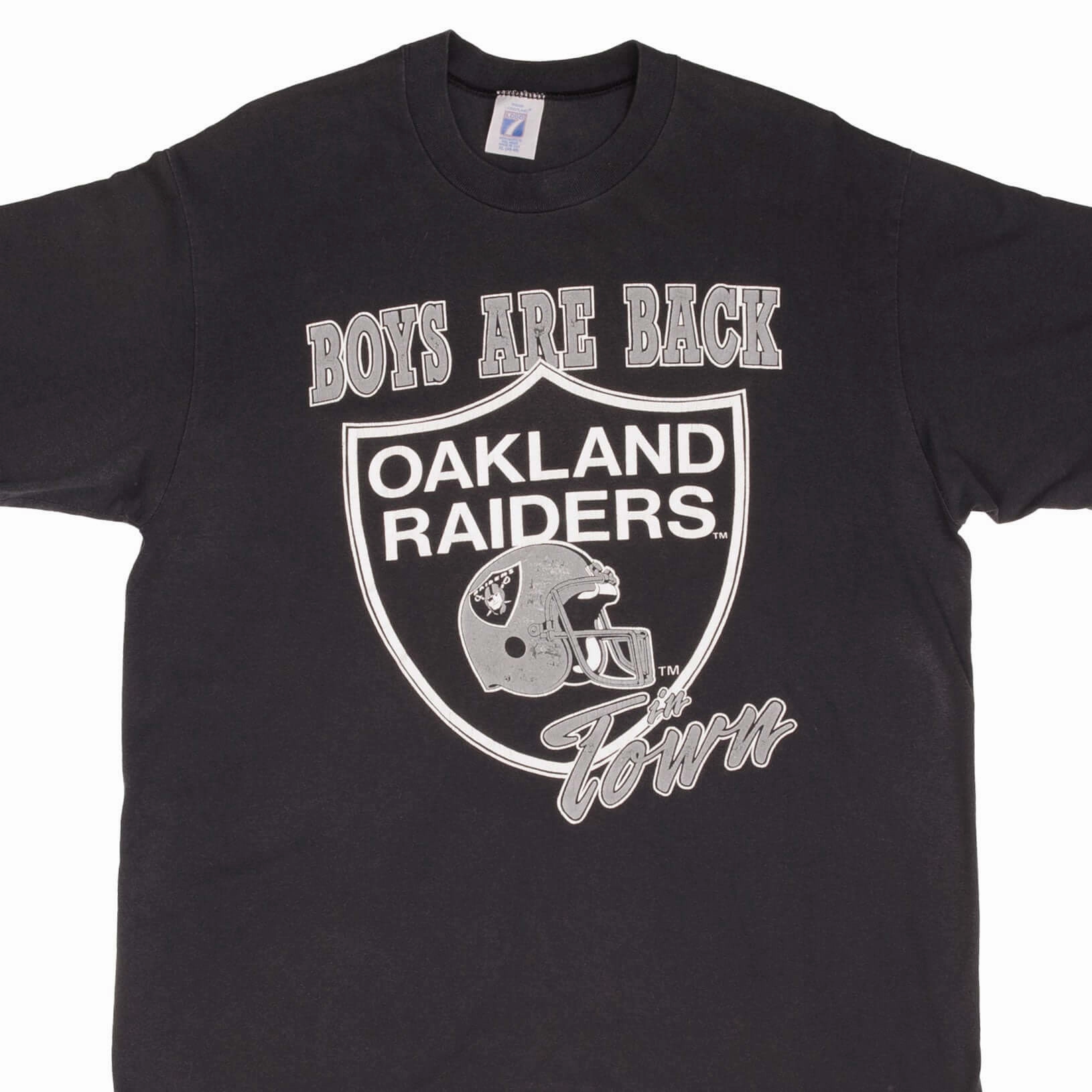 VINTAGE NFL OAKLAND RAIDERS BOYS ARE BACK TEE SHIRT 1990S SIZE XL MADE IN USA