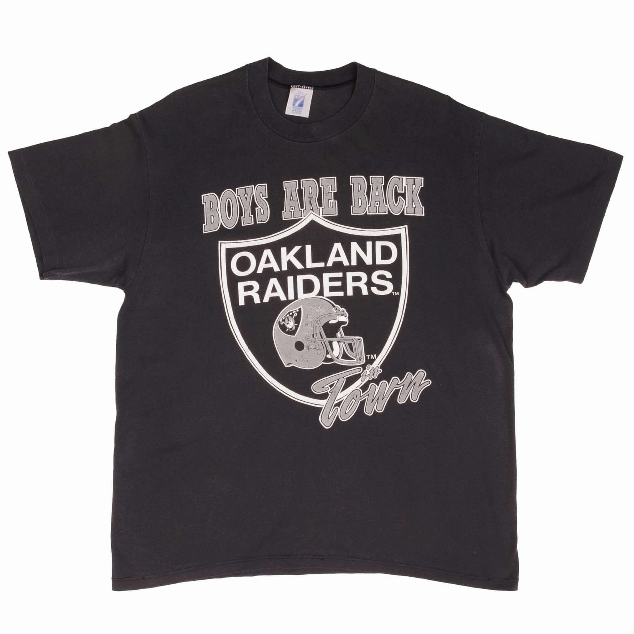 VINTAGE NFL OAKLAND RAIDERS BOYS ARE BACK TEE SHIRT 1990S SIZE XL MADE IN USA