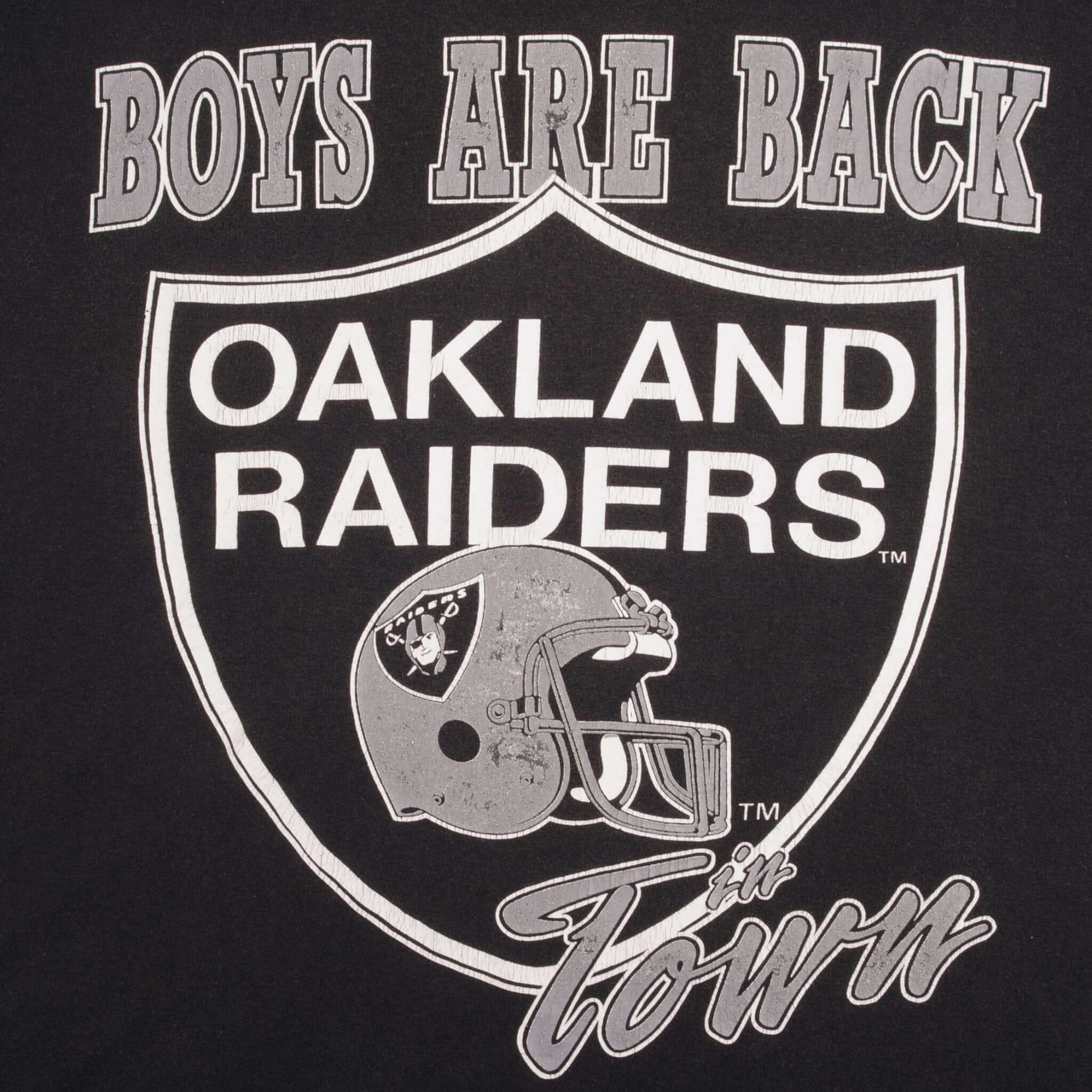 VINTAGE NFL OAKLAND RAIDERS BOYS ARE BACK TEE SHIRT 1990S SIZE XL MADE IN USA