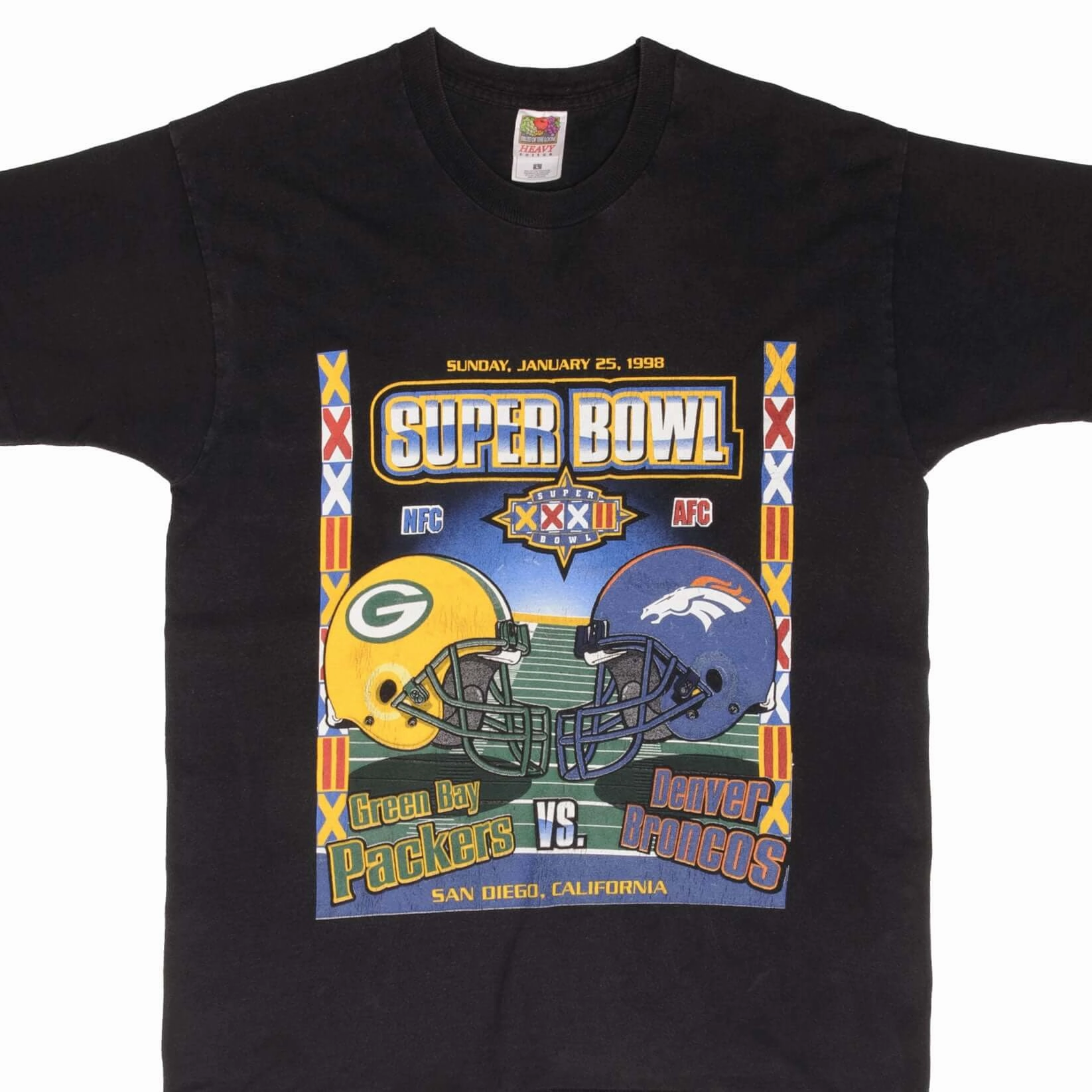 VINTAGE NFL PACKERS VS BRONCOS SUPERBOWL XXXII 1998 TEE SHIRT SIZE MEDIUM