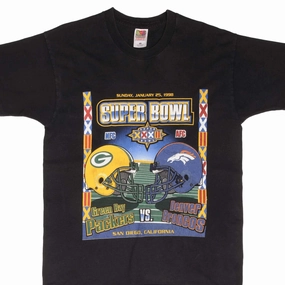 VINTAGE NFL PACKERS VS BRONCOS SUPERBOWL XXXII 1998 TEE SHIRT SIZE MEDIUM