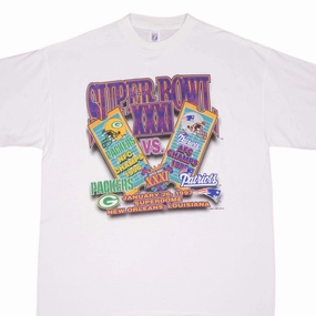 VINTAGE NFL PATRIOTS VS PACKERS SUPER BOWL XXXI 1997 TEE SHIRT SIZE XL