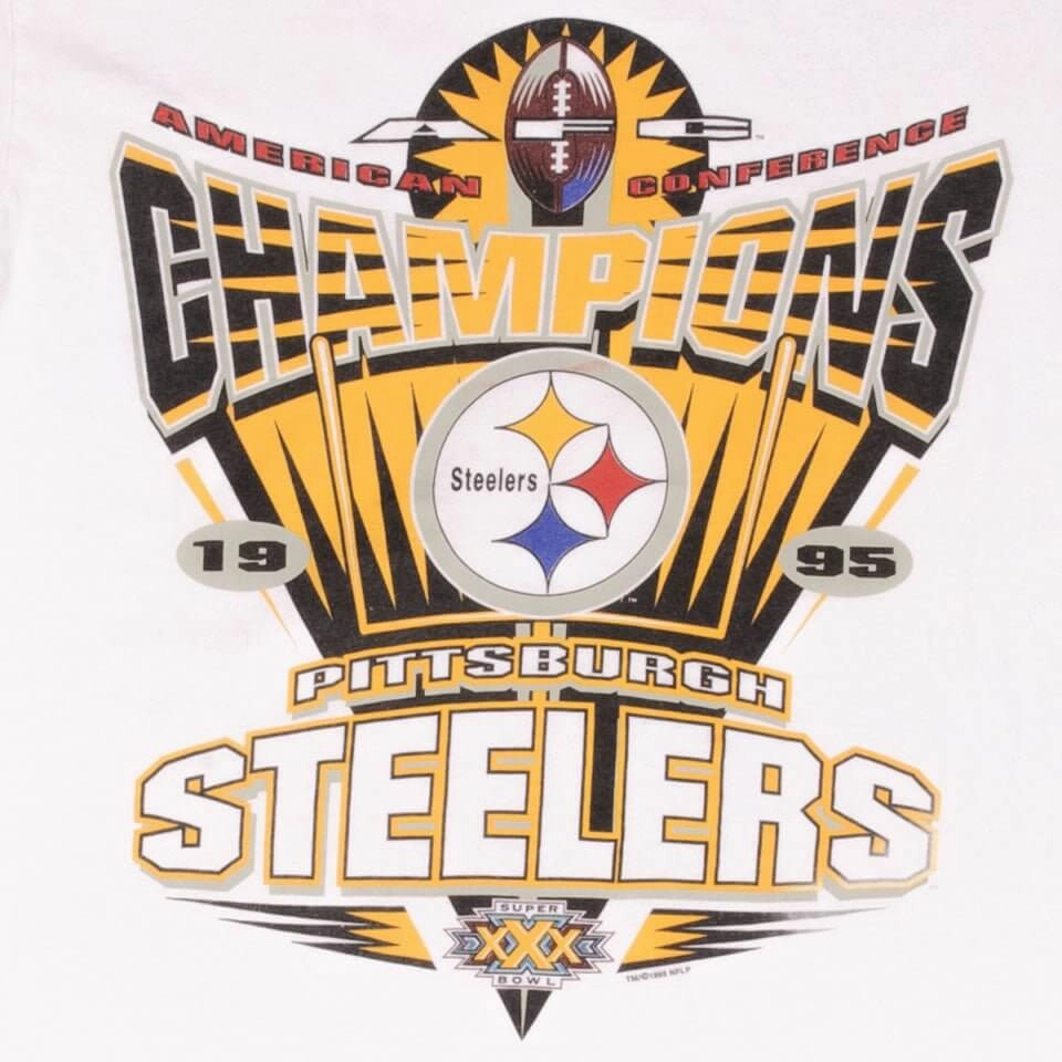 VINTAGE NFL PITTSBURGH STEELERS AFC CHAMPIONS 1995 TEE SHIRT SIZE MEDIUM