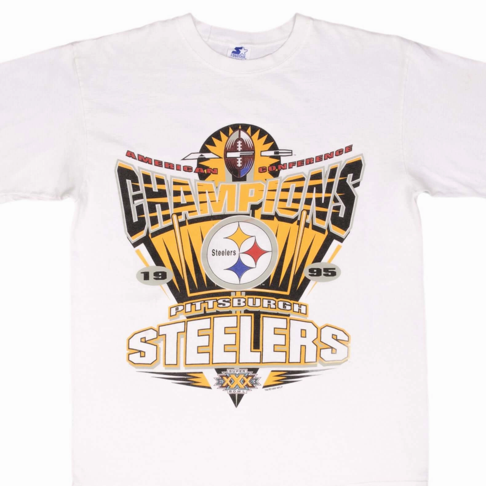 VINTAGE NFL PITTSBURGH STEELERS AFC CHAMPIONS 1995 TEE SHIRT SIZE MEDIUM