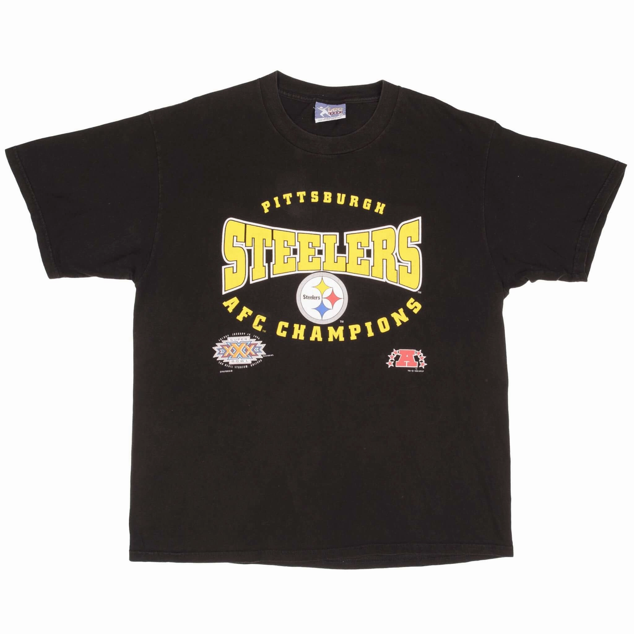 VINTAGE NFL PITTSBURGH STEELERS AFC CHAMPIONS 1995 TEE SHIRT SIZE XL MADE IN USA