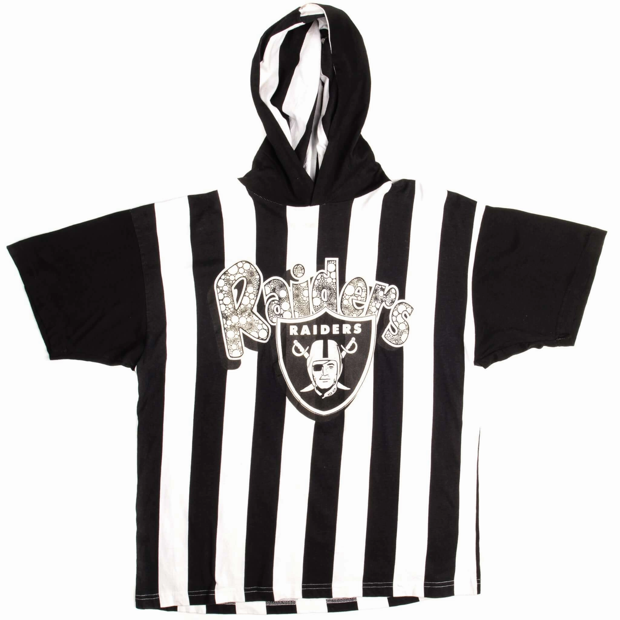 VINTAGE NFL RAIDERS TEE SHIRT WITH HOOD SIZE MEDIUM 1990s