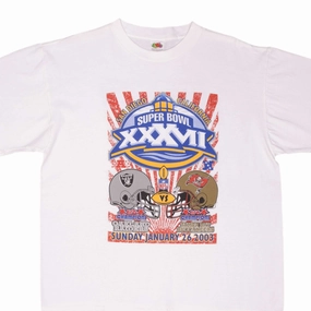 VINTAGE NFL RAIDERS VS BUCCANEERS SUPER BOWL XXXVII 2003 TEE SHIRT SIZE XL