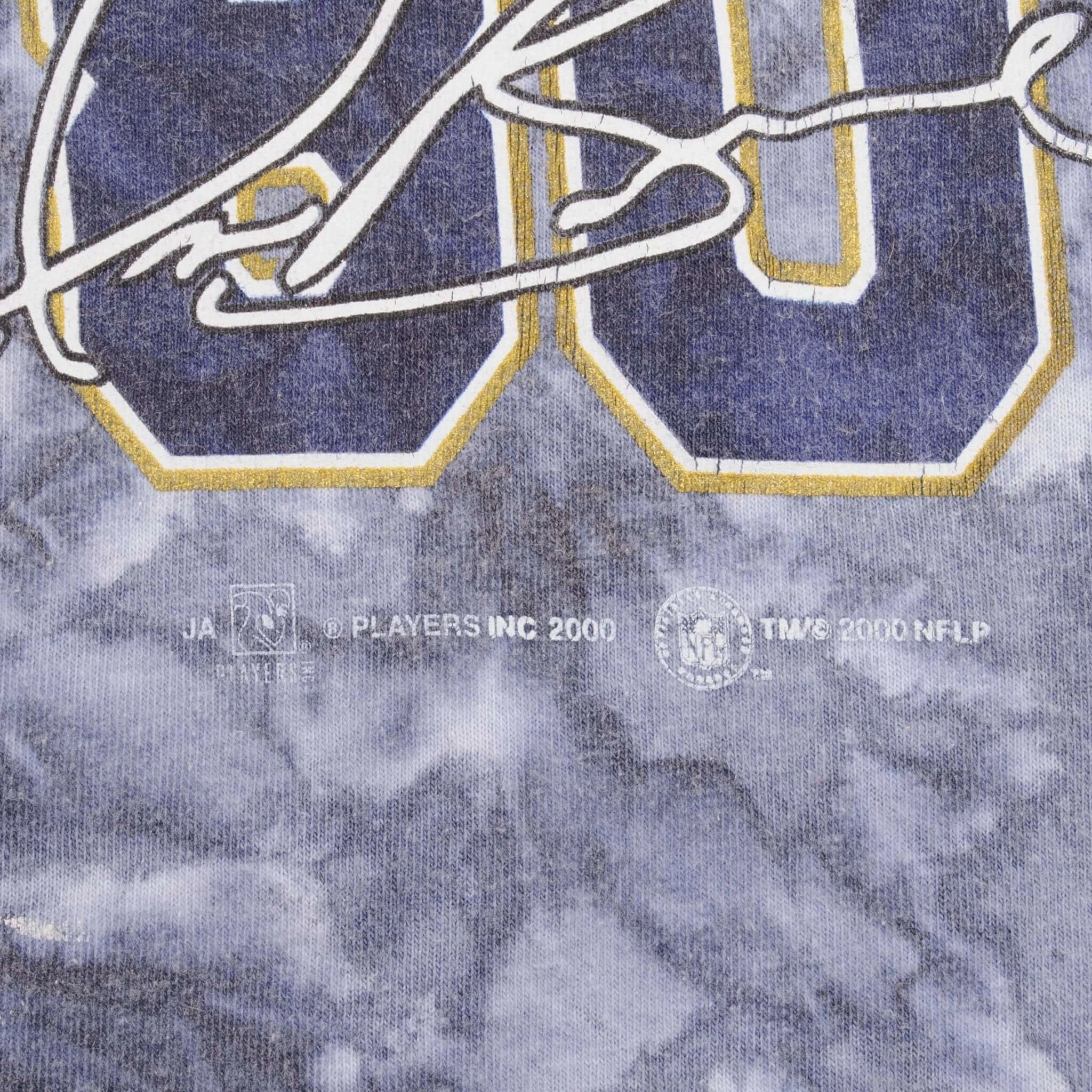 VINTAGE NFL SAINT LOUIS RAMS ISAAC BRUCE #80 TIE DYE TEE SHIRT 2000 SIZE MEDIUM