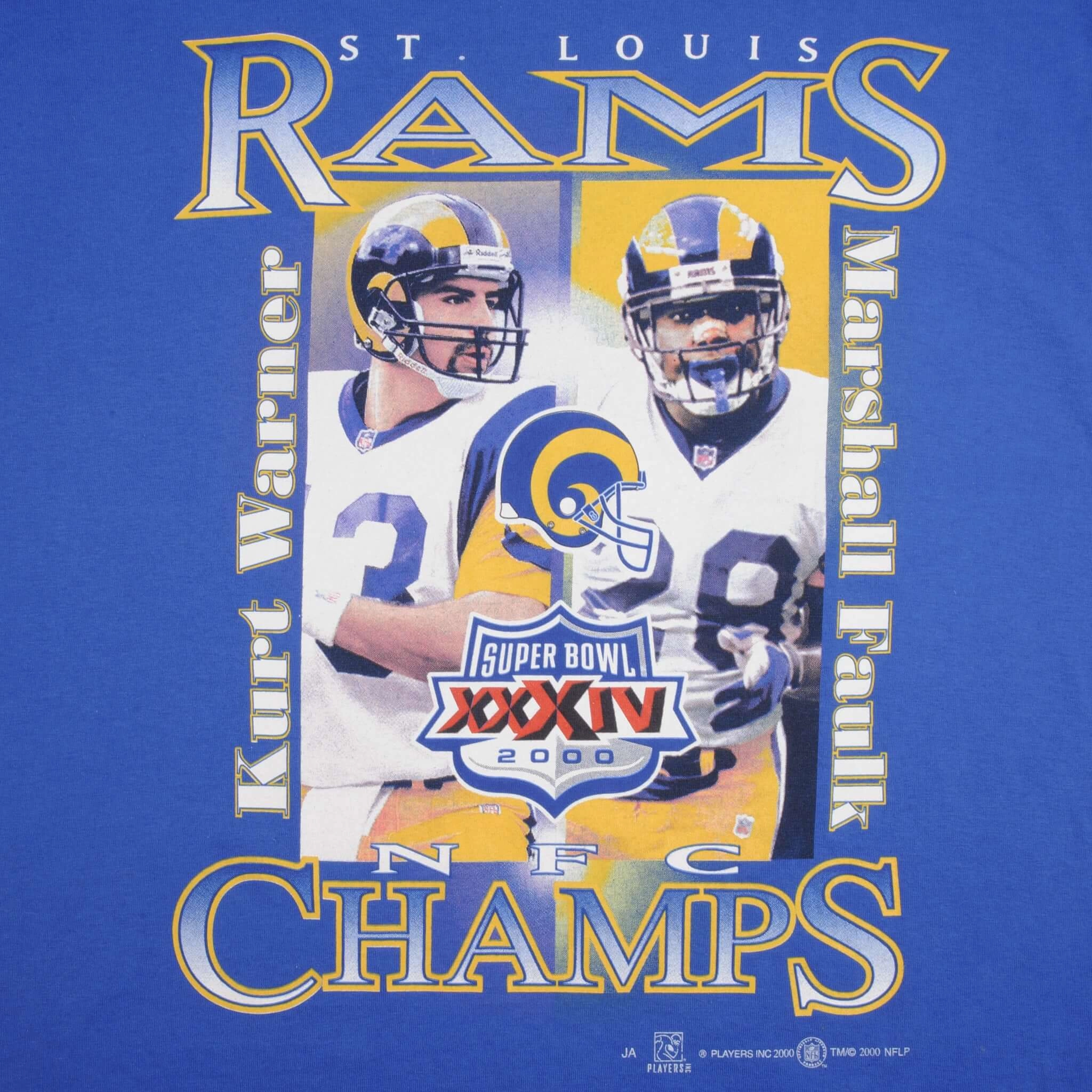 VINTAGE NFL SAINT LOUIS RAMS SUPER BOWL XXXIV CHAMPIONS 2000 TEE SHIRT SZE LARGE