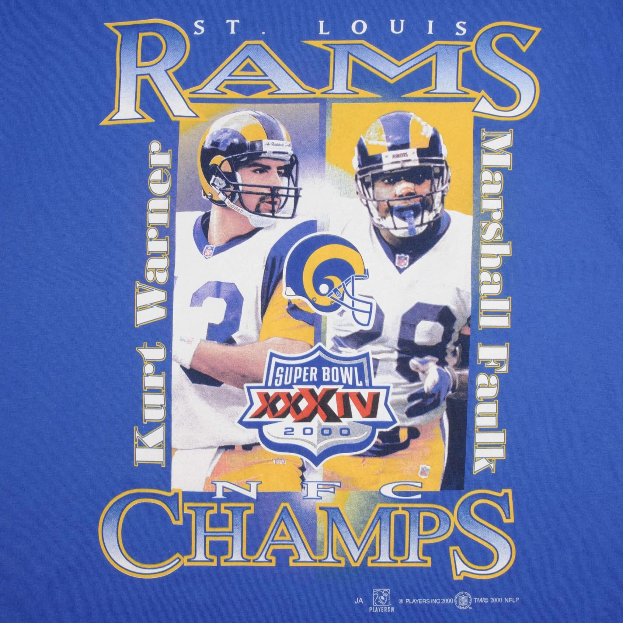 VINTAGE NFL SAINT LOUIS RAMS SUPER BOWL XXXIV CHAMPIONS 2000 TEE SHIRT SZE LARGE