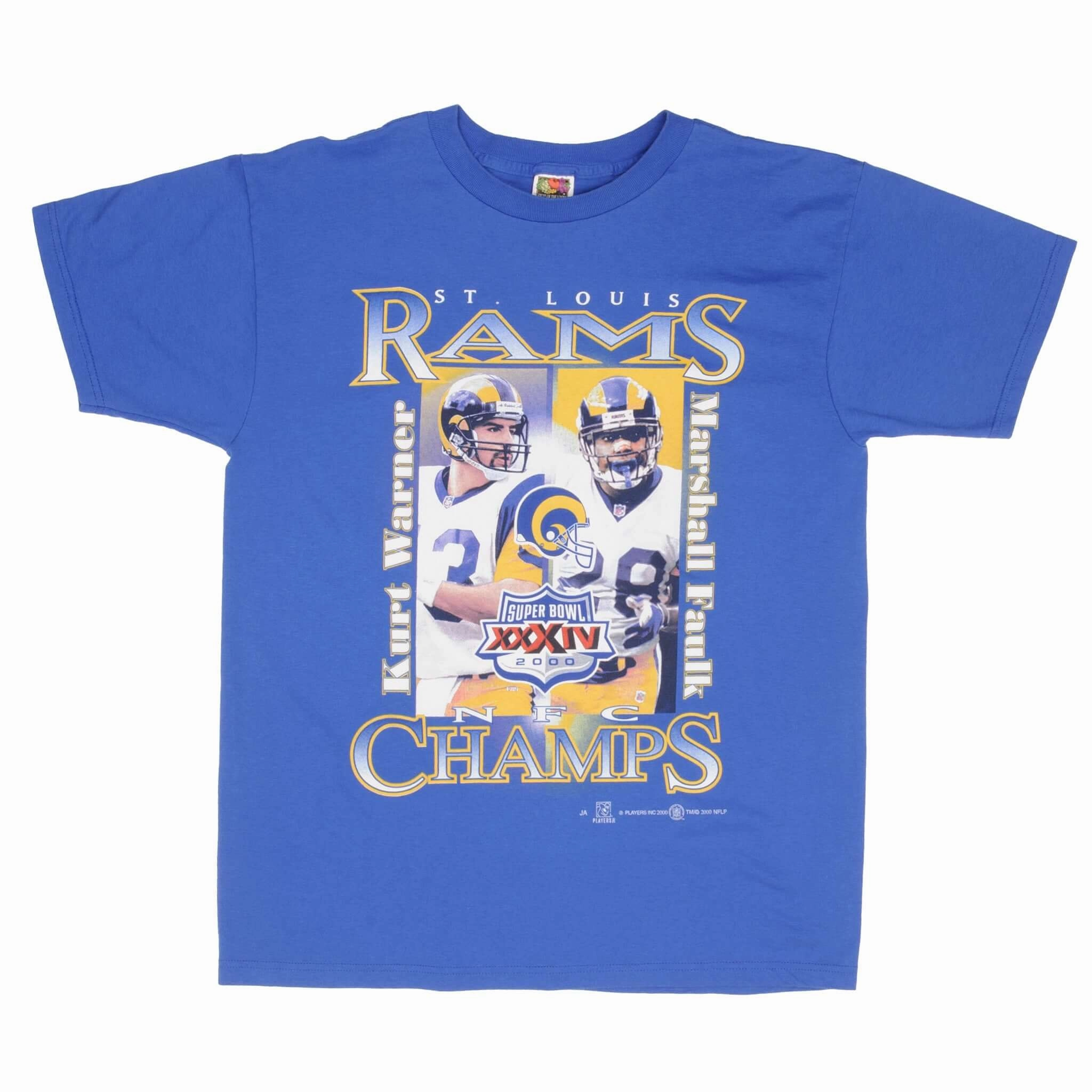VINTAGE NFL SAINT LOUIS RAMS SUPER BOWL XXXIV CHAMPIONS 2000 TEE SHIRT SZE LARGE