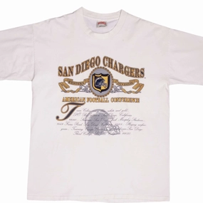 VINTAGE NFL SAN DIEGO CHARGERS  EMBROIDERED TEE SHIRT 1990S SIZE XL MADE IN USA