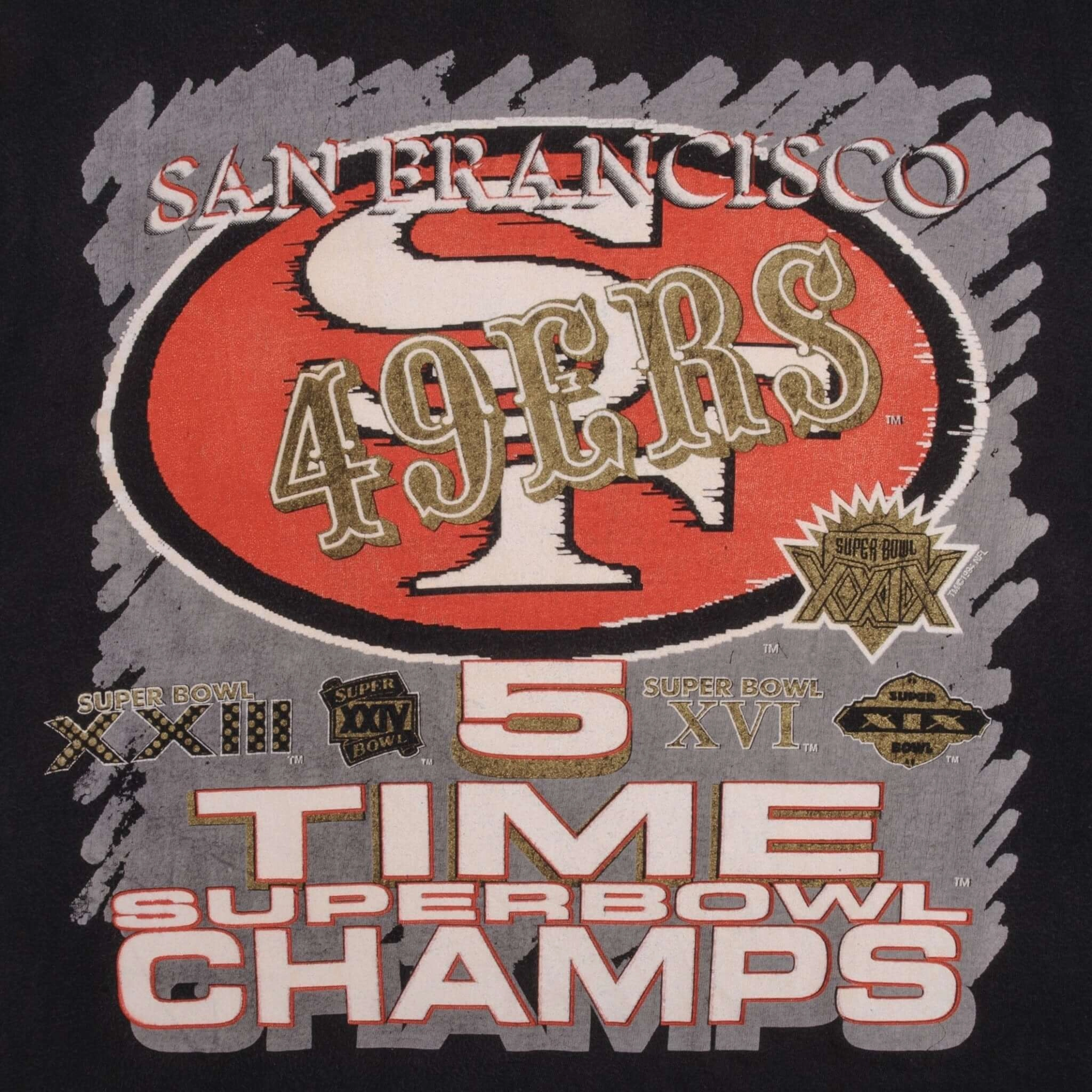 VINTAGE NFL SAN FRANCISCO 49ERS 5 TIME SUPERBOWL CHAMPS 1994 TEE SHIRT SZE LARGE