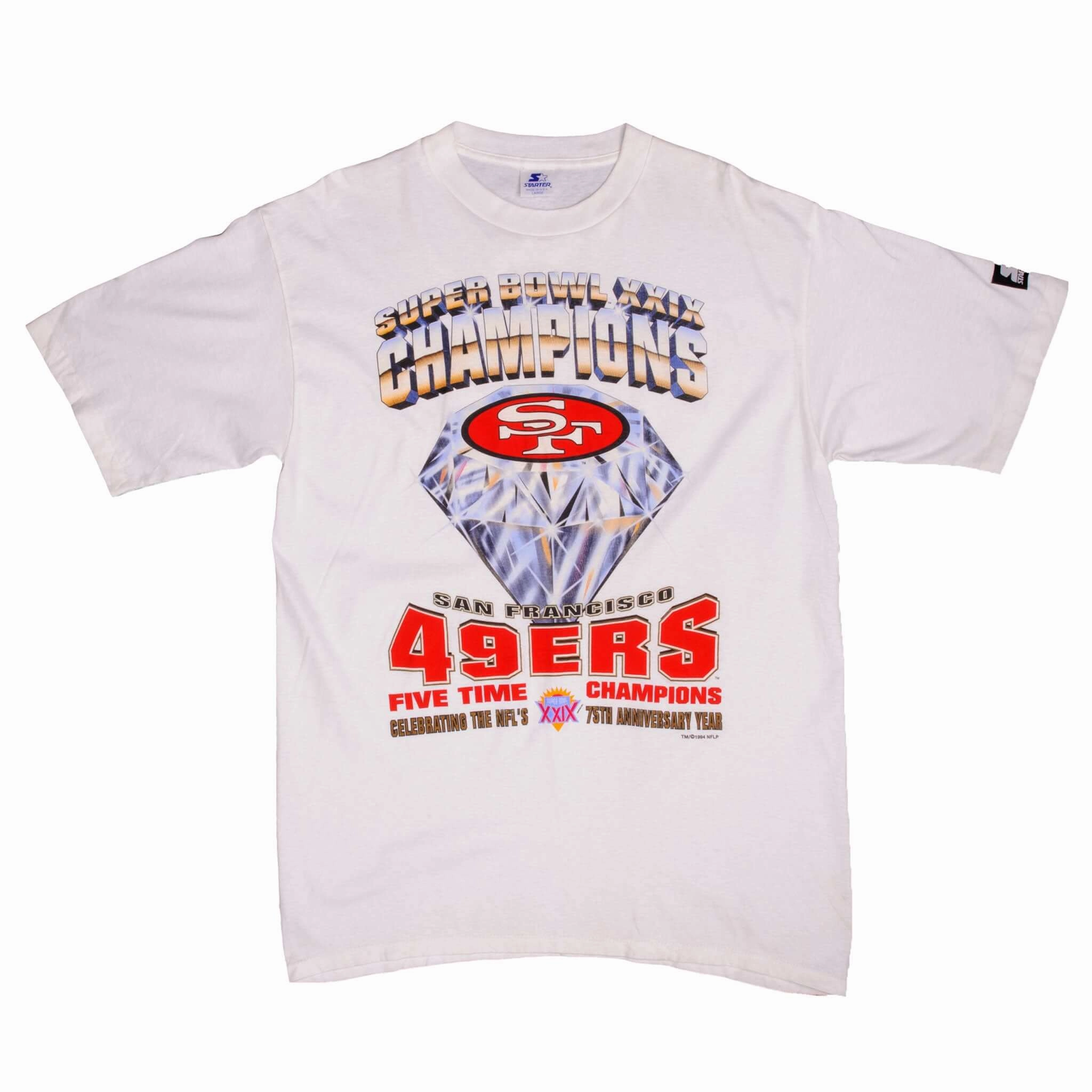 VINTAGE NFL SAN FRANCISCO 49ERS 5 TIMES CHAMPIONS TEE SHIRT 1994 LARGE MADE USA