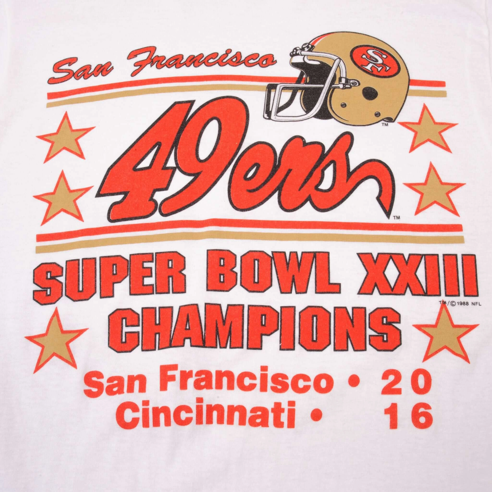 VINTAGE NFL SAN FRANCISCO 49ERS SUPER BOWL CHAMPS 1988 TEE SHIRT SMALL MADE USA