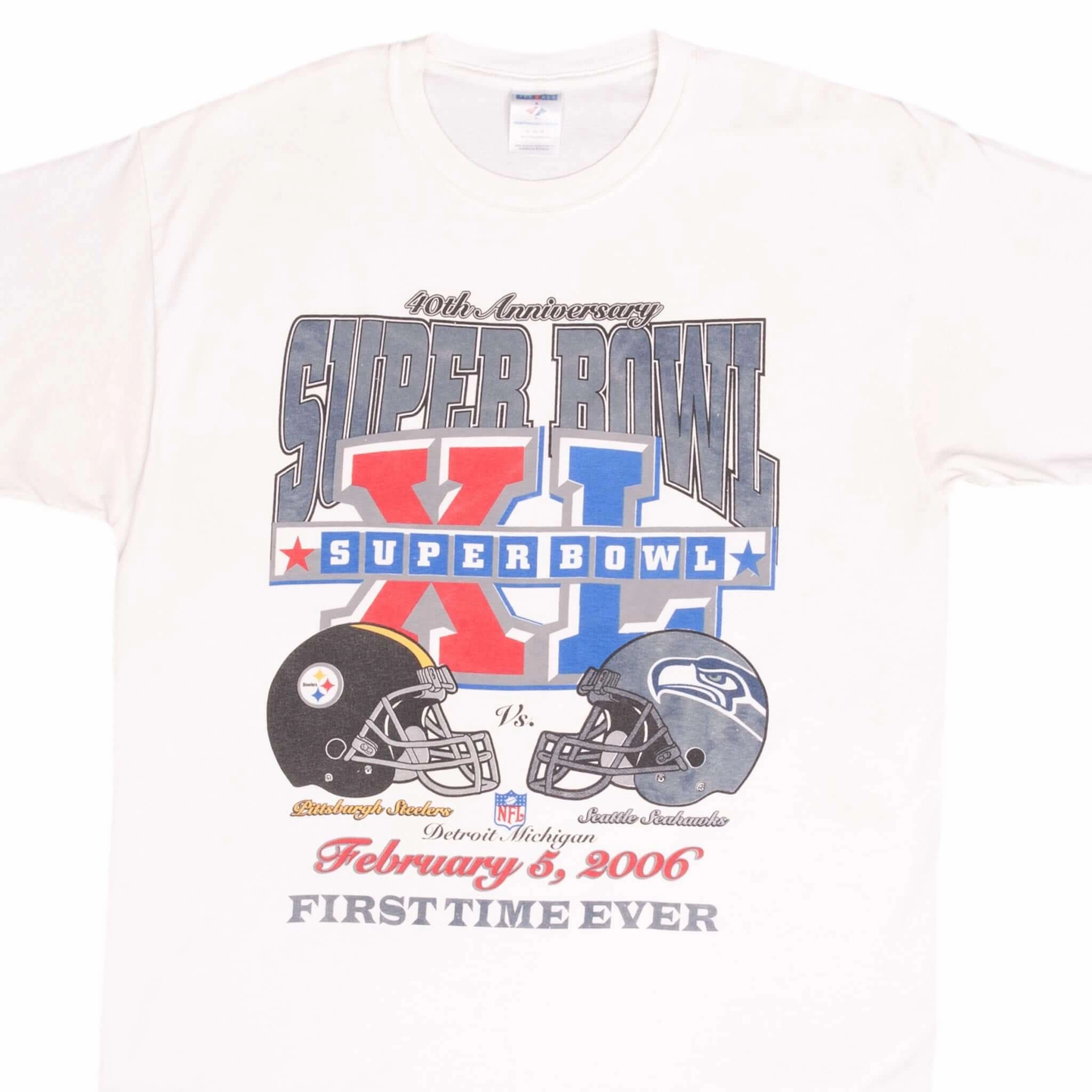 VINTAGE NFL STEELERS VS SEAHAWKS SUPER BOWL XL 2006 TEE SHIRT SIZE LARGE